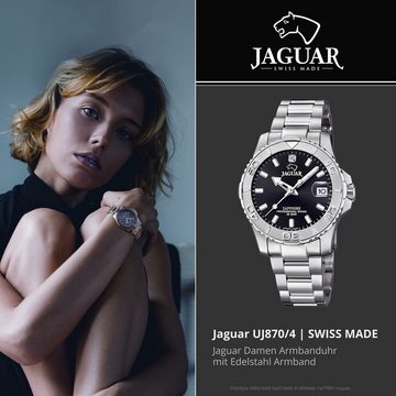 JAGUAR Quarzuhr Jaguar Damen Armbanduhr Cosmopolitan, Damenuhr rund, mittel (ca. 34mm), Edelstahlarmband, Fashion-Style
