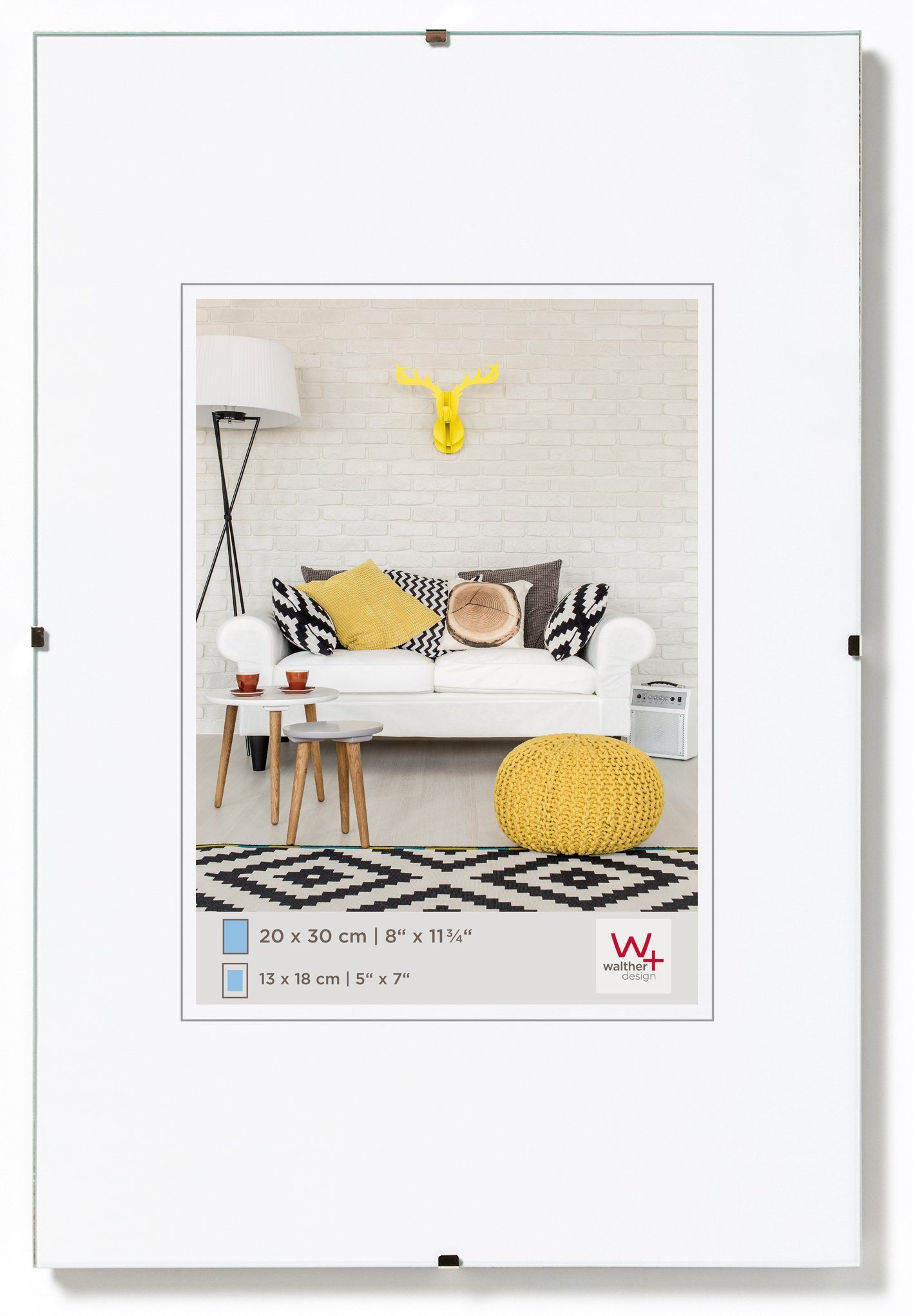 Walther Design Bilderrahmen Rahmenlose Bildhalter mit Klarglas, für 1 Bilder