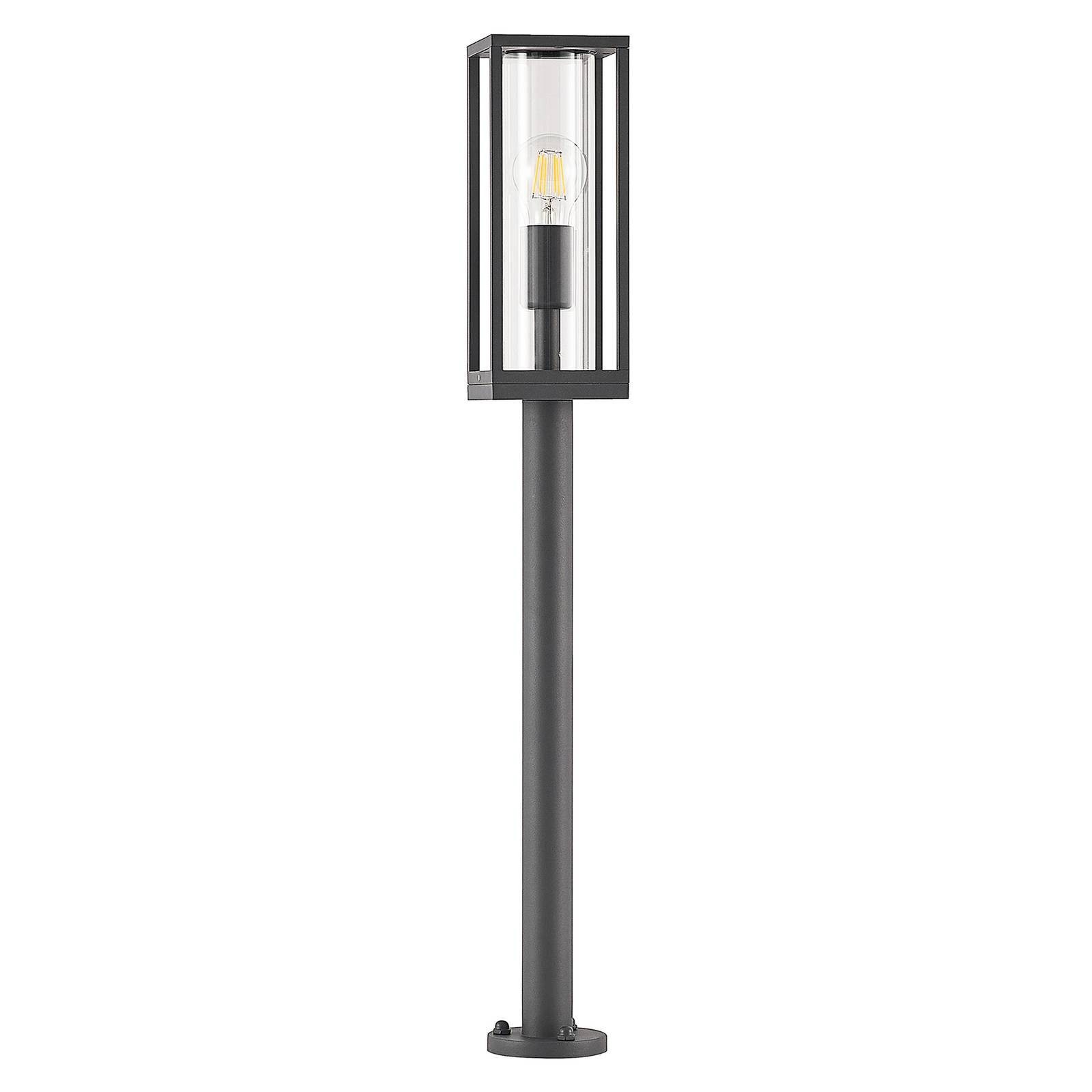 Lindby Pollerleuchte Giavanna, dimmbar, Leuchtmittel nicht inklusive, Modern, Aluminium, Glas, dunkelgrau (RAL 7016), 1 flammig, E27