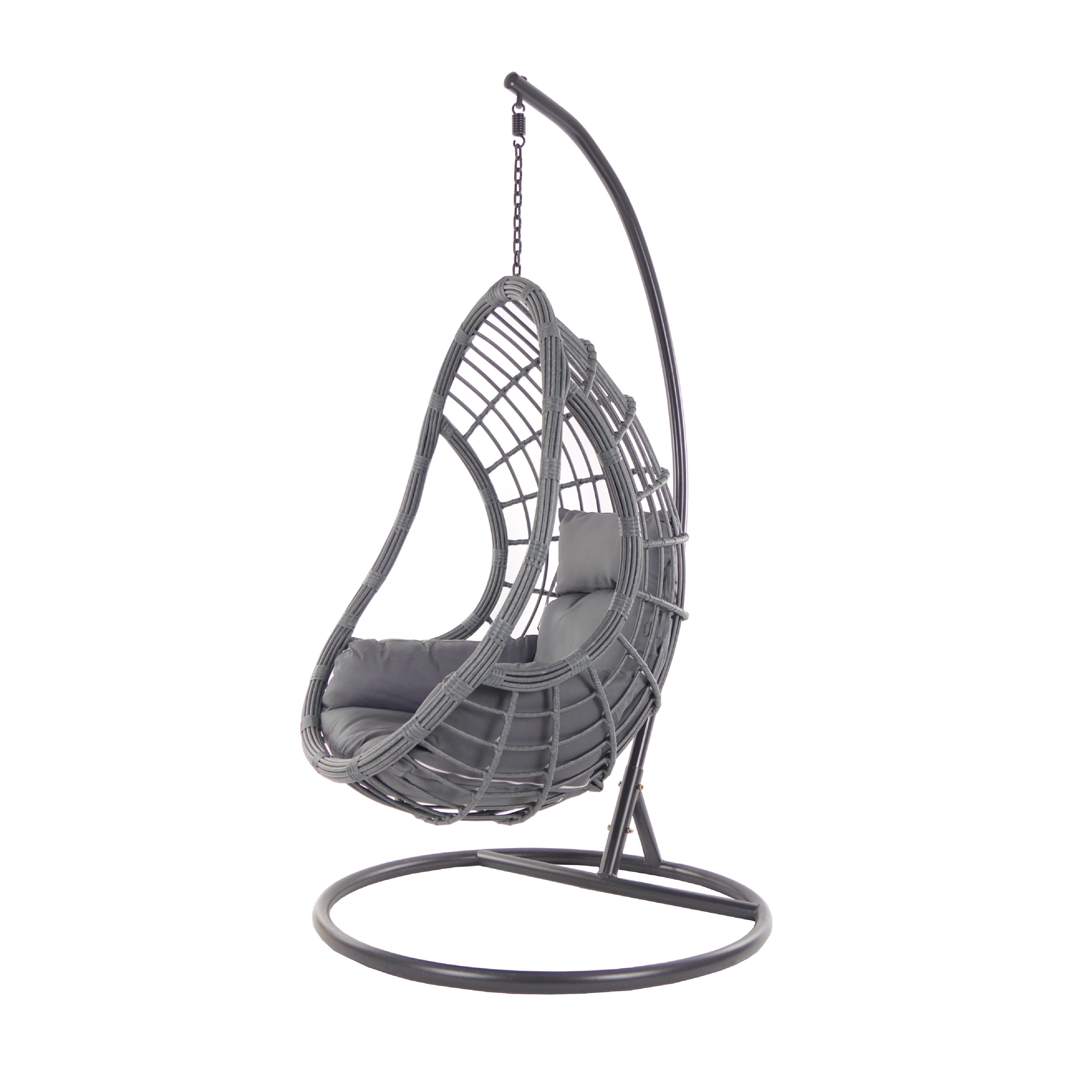 KIDEO Hängesessel PALMANOVA darkgrey meliert, Komplettset mit grauem Gestell, Korb und Kissenset