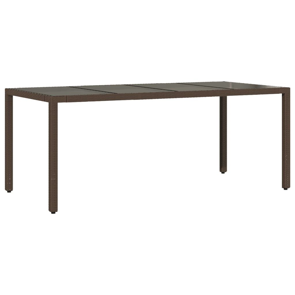 vidaXL Gartentisch Gartentisch mit Glasplatte Braun 190x90x75 cm Poly Rattan (1-St)