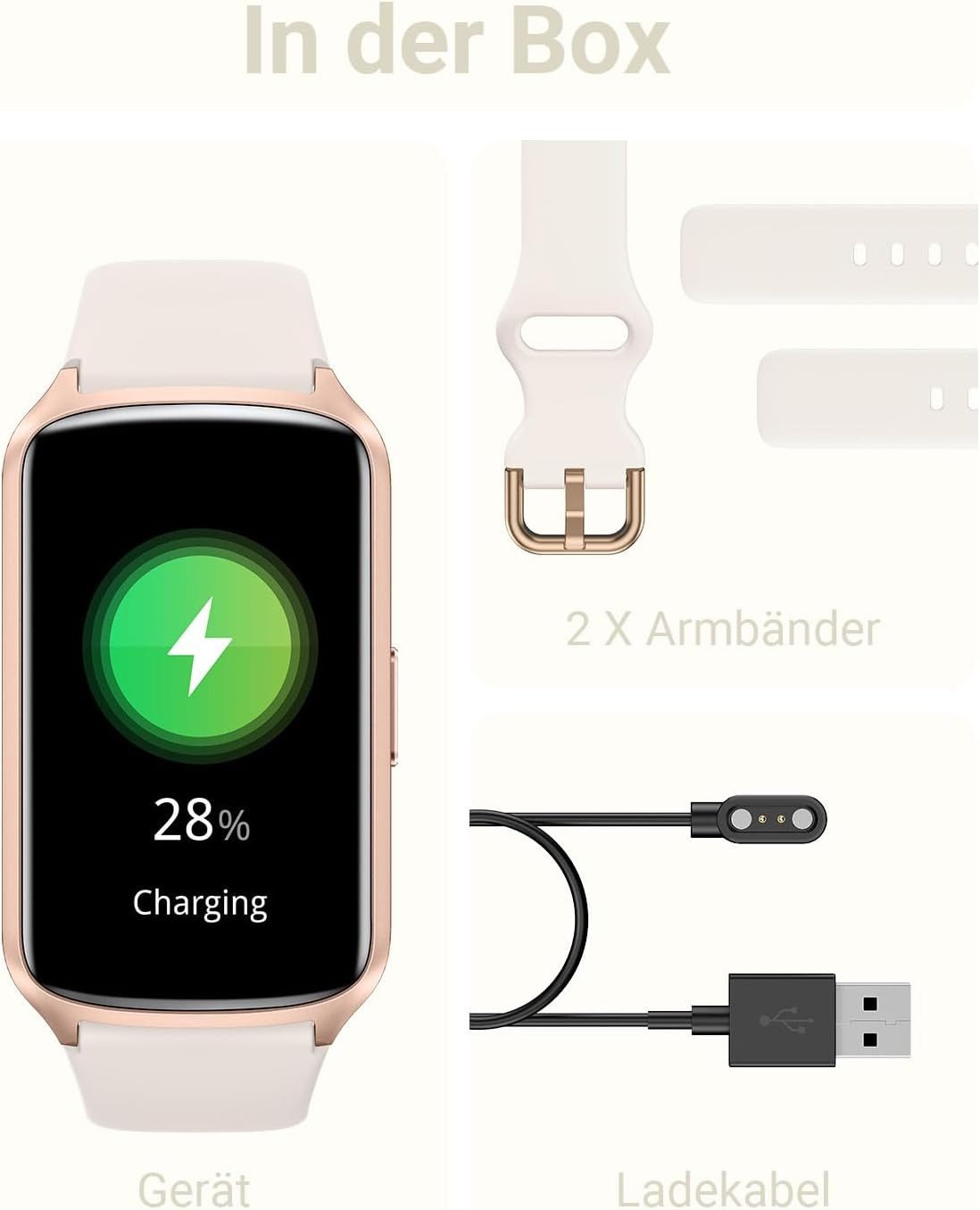 Amzhero Smartwatch (3,7 cm, android ios), Fitness Smartwatch Damen mit Gesundheitsfunktionen und Schlafanalyse