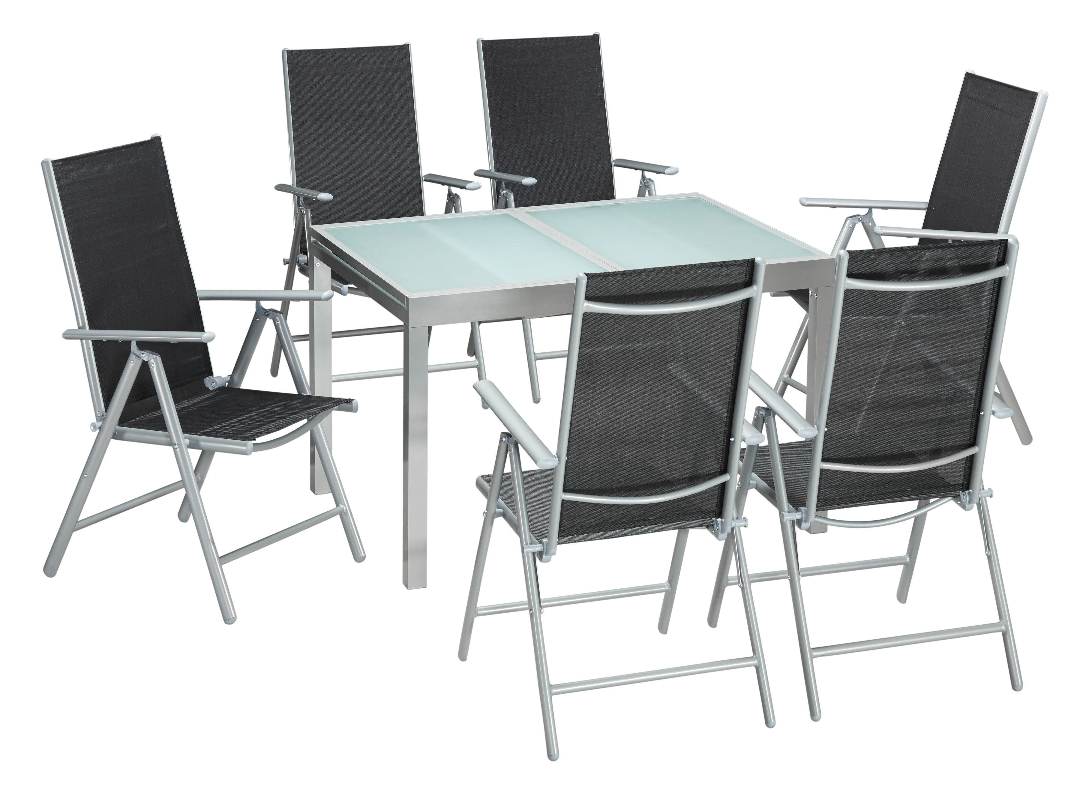 MERXX Garten-Essgruppe Lima, (Set, (120 und Tisch - cm) Sesseln 180 ausziehbarem 7-tlg), 6 inkl