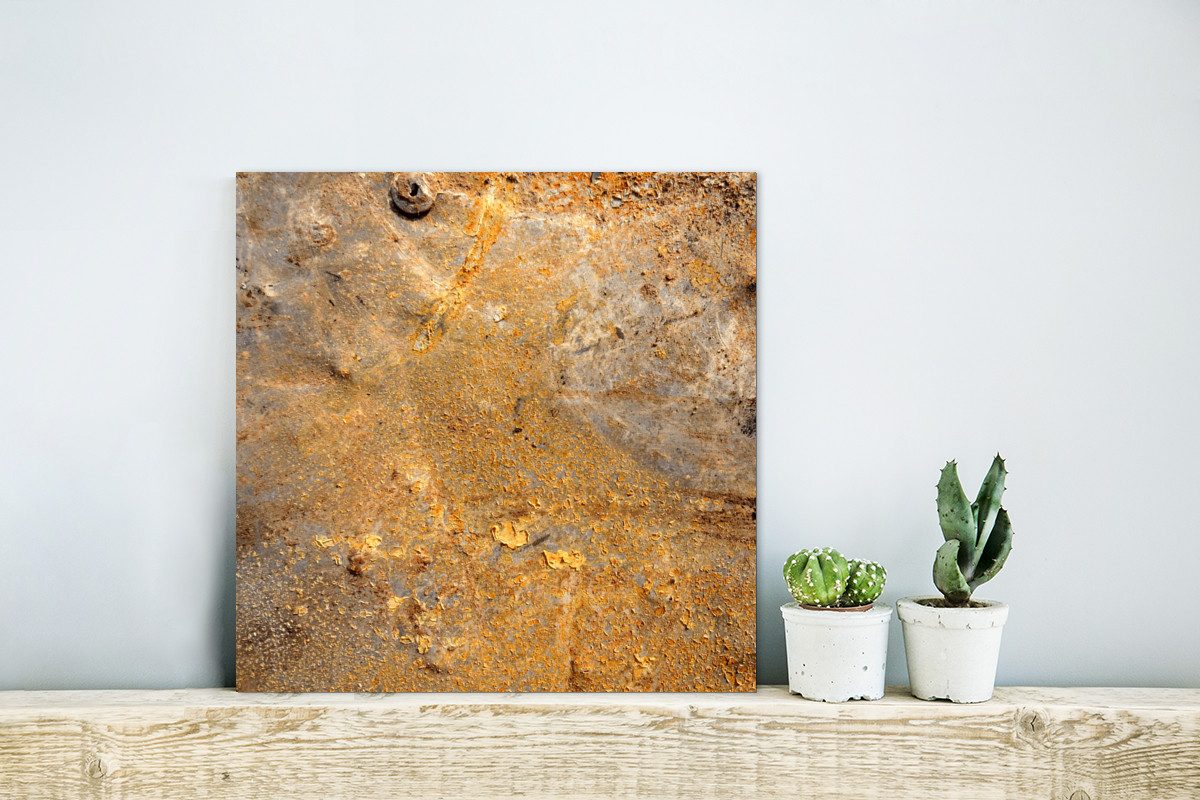 MuchoWow Metallbild Metall - Rost - Gold - Grau - Textur, Inkl. Aufhängung, günstig online kaufen
