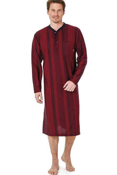 Hajo Nachthemd Klima Komfort Herren Sleepshirt (1-tlg) Langarm Rundhals mit Knopfleiste