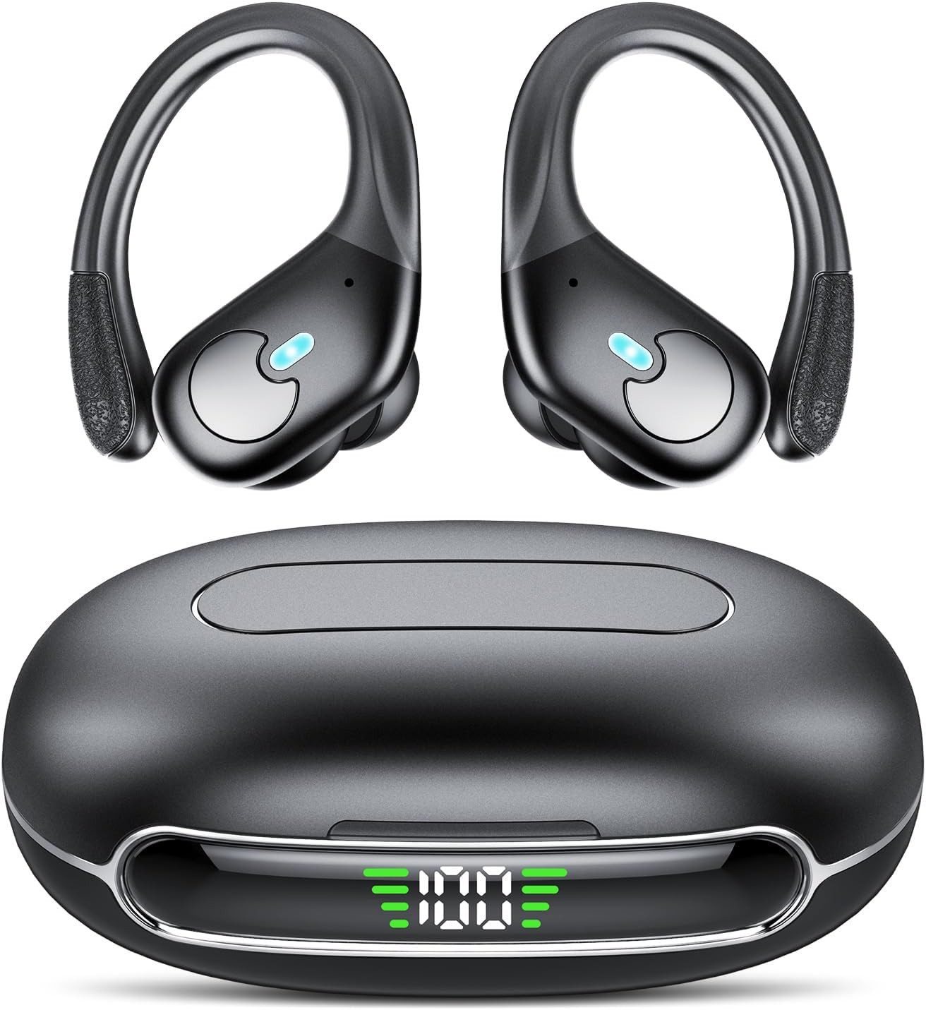 IKT IPX7-Wasserdichtigkeit, LED Anzeige In-Ear-Kopfhörer (Die ENC-Technologie mit 4 Mikrofonen filtert bis zu 90% der Außengeräusche heraus, um selbst in lauten Umgebungen eine kristallklare Kommunikation zu gewährleisten., mit Lang anhaltende Wiedergabe Bis zu 60 Stunden mit 650 mAh Akku)
