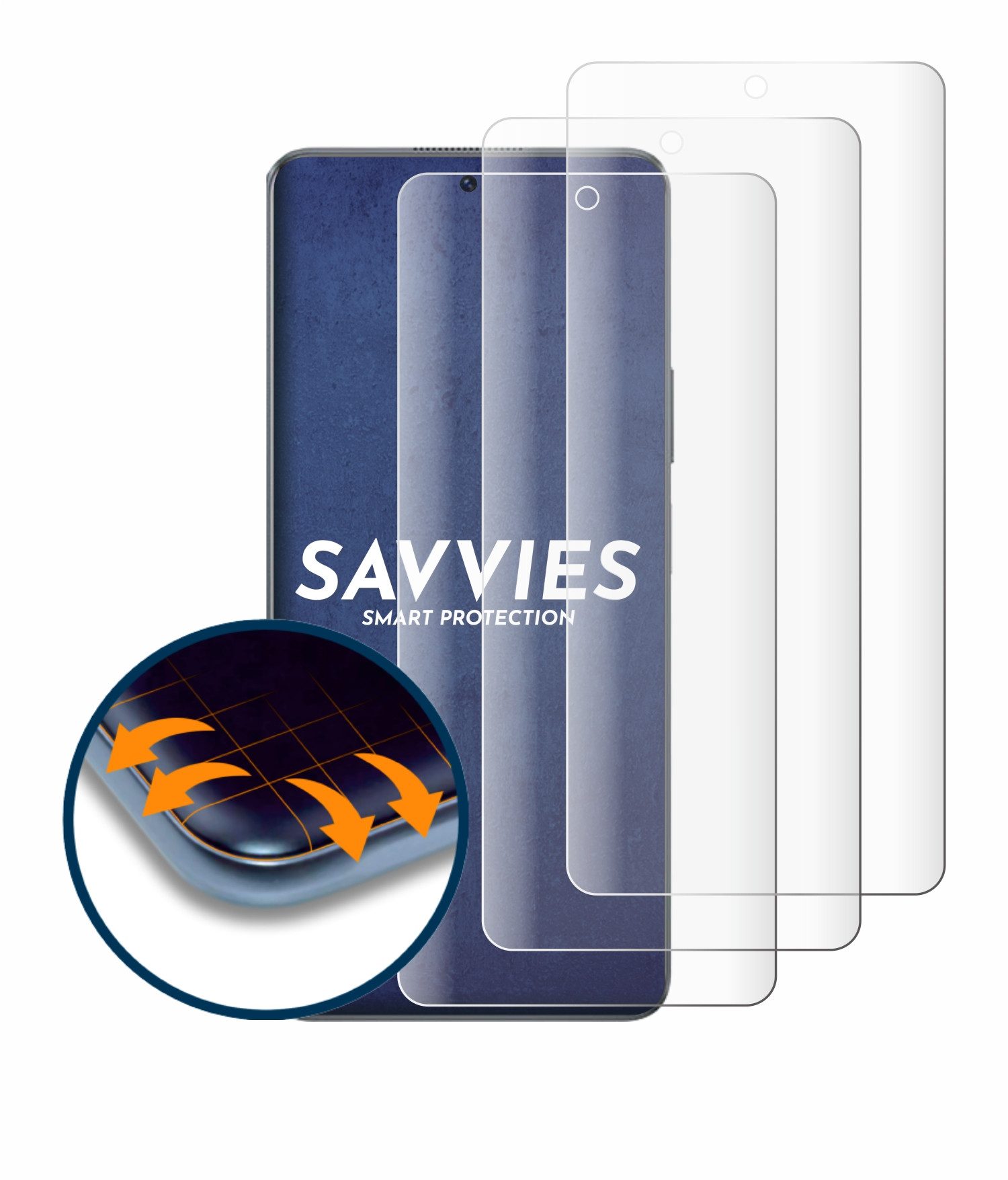 Savvies Displayschutzfolie Fullscreen Schutzfolie für Huawei Enjoy 60 Pro, 4 Stück, Displayschutz Folie Fullcover Klar Transparent