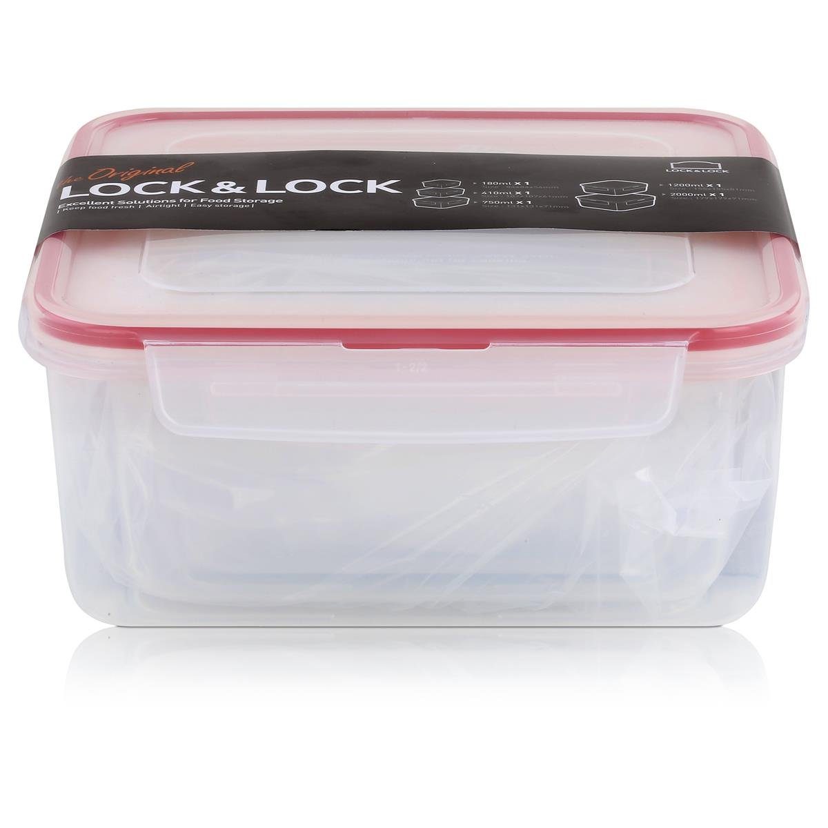 LOCK & LOCK Vorratsdose Lock&Lock HPL980CLQ5 Frischhaltedosen 5er Set – Luft & Wasserdicht (1er Pack), Kunststoff
