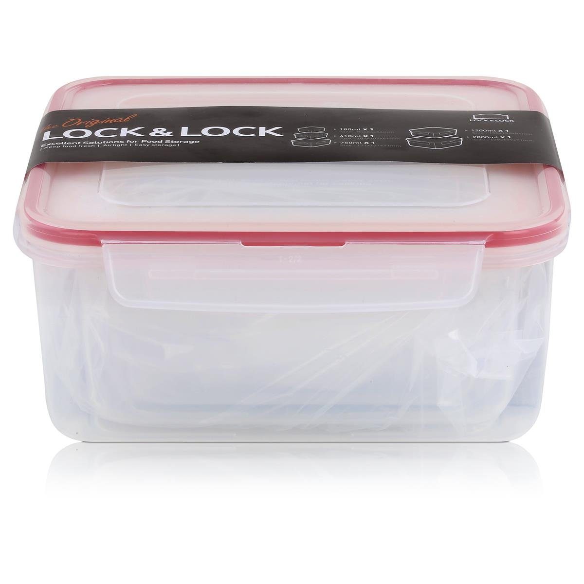 LOCK & LOCK Frischhaltedose, Polyprophylen (PP), (Set, 5-tlg), quadratisch