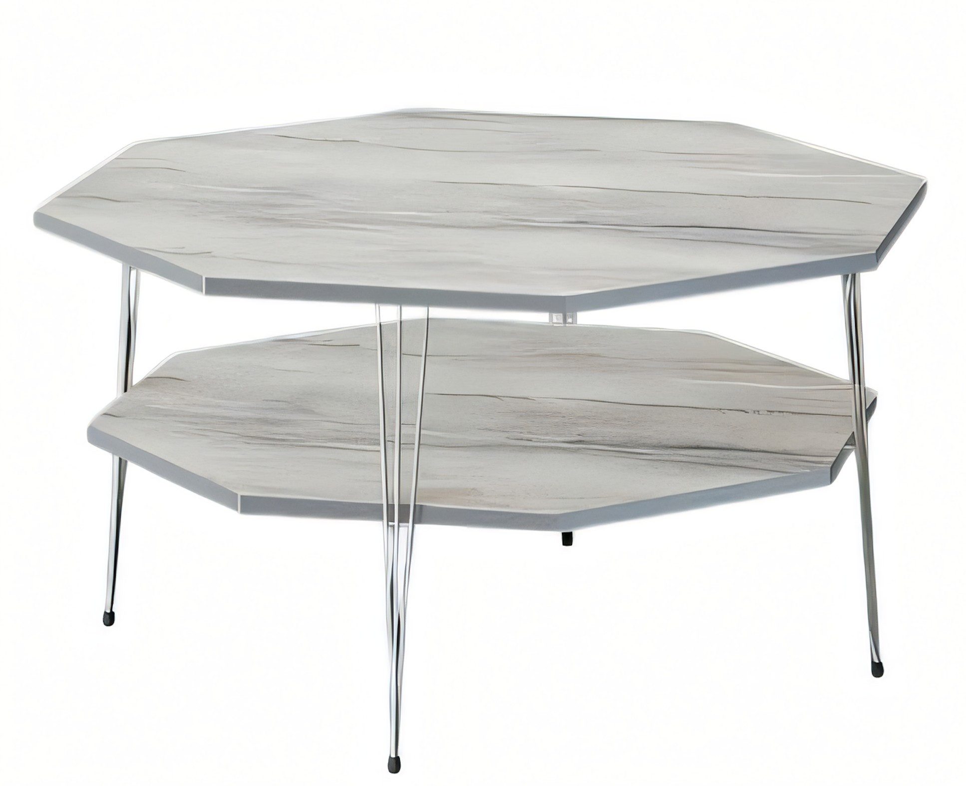 Xlmoebel Couchtisch XLMOEBEL grauer Holz-Couchtisch in achteckiger Form (Packung, 90 x 90 cm), Made in Europa