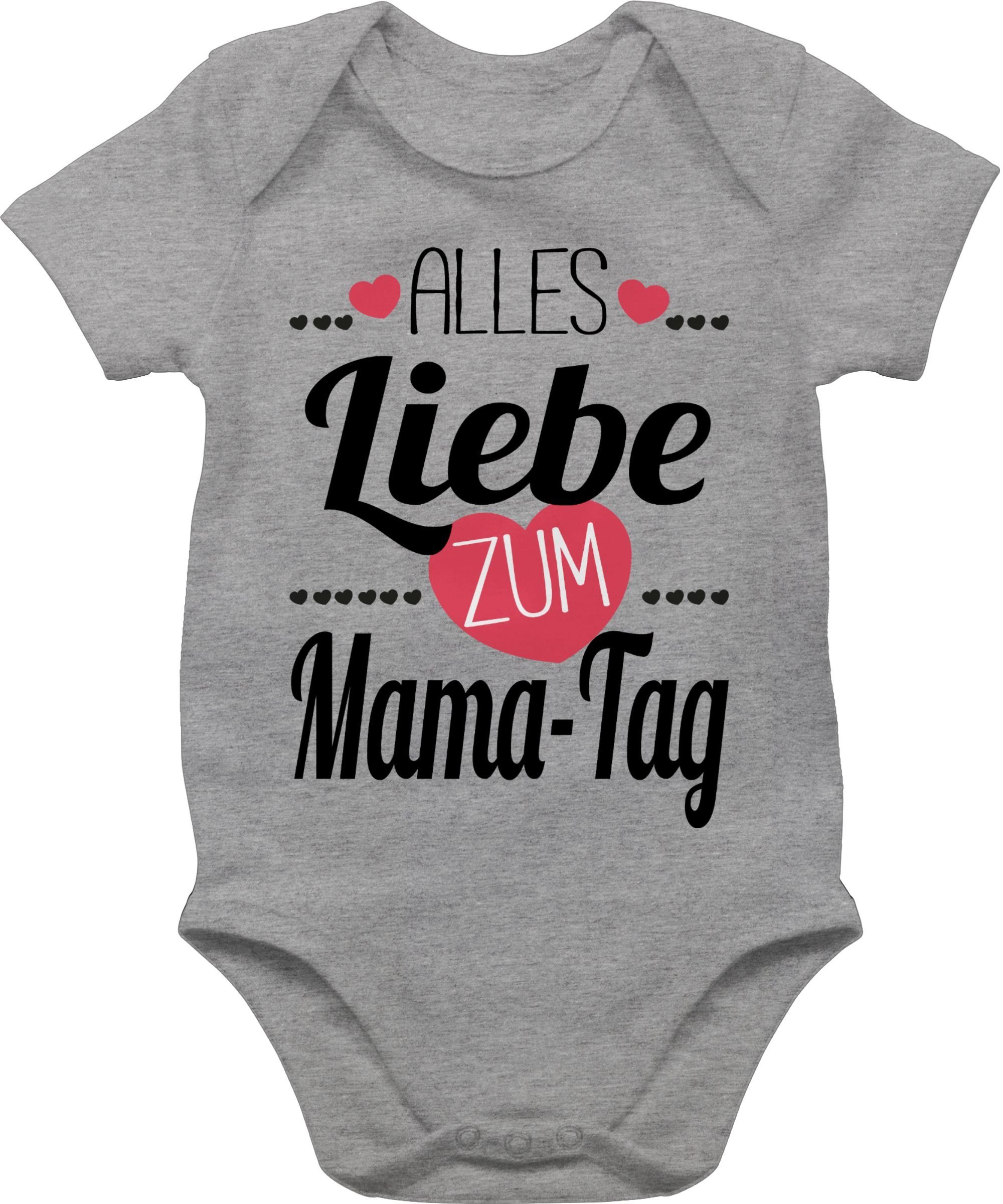 Shirtracer Shirtbody Alles Liebe zum Mama-Tag Herzchen (1-tlg) Muttertagsgeschenk 2 Grau meliert