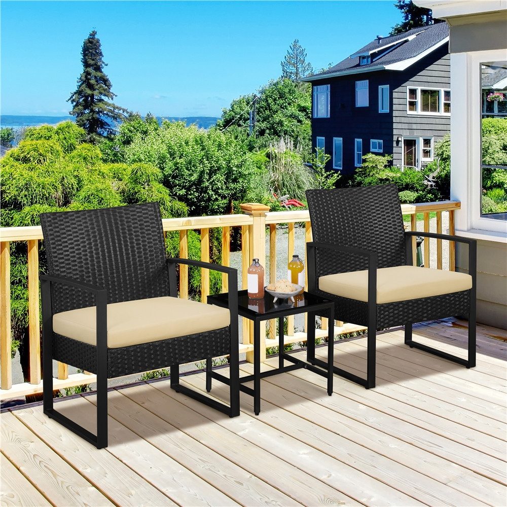 Yaheetech Balkonset, 3-teilig Polyrattan Sitzgruppe mit günstig online kaufen