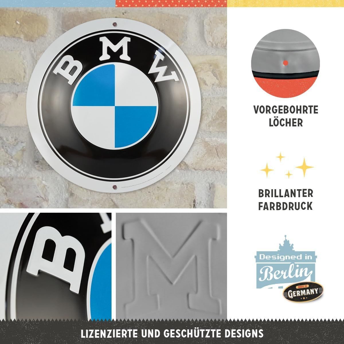 Nostalgic-Art Metallschild Blechschild 35 cm Rund - BMW - Logo