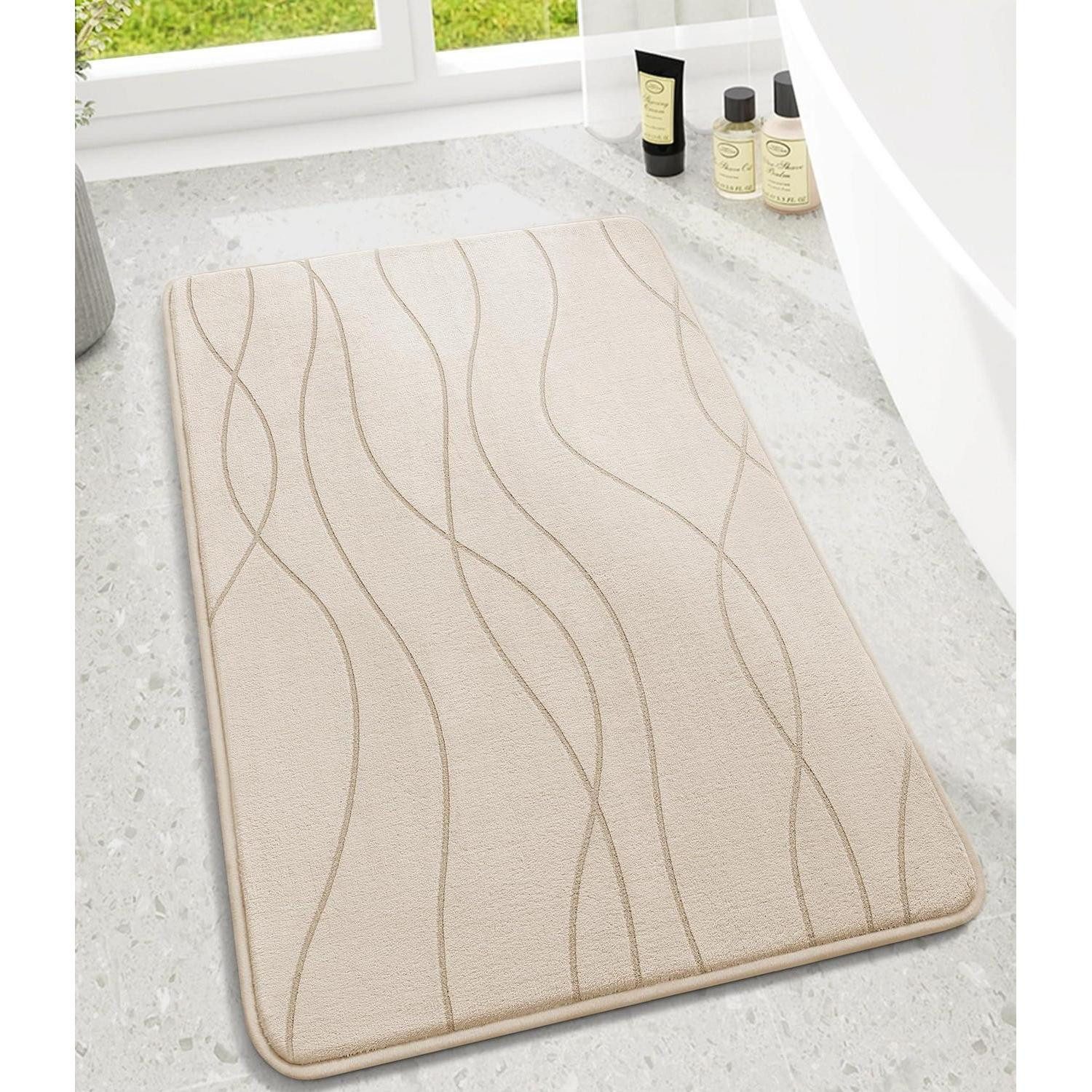 LuxusKollektion Schaum-Badematte Badezimmerteppich Memoryschaum Beige 60x90cm