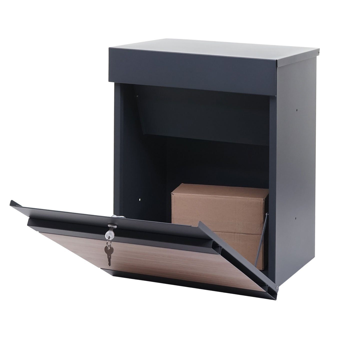anthrazit-Holzoptik Paketbox MCW für Einwurf verfügbar) MCW-K41 (1-St), verzinkt (optional Großer Wandmontage Ständer Pakete,