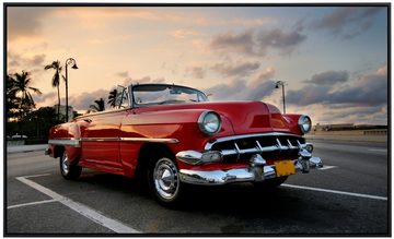 Papermoon Infrarotheizung Altes Auto, Cuba als Bildheizung, im schwarzen Aluminiumrahmen, HZ(4830), TÜV-Rheinland/GS zertifiziert, angenehme Strahlungswärme