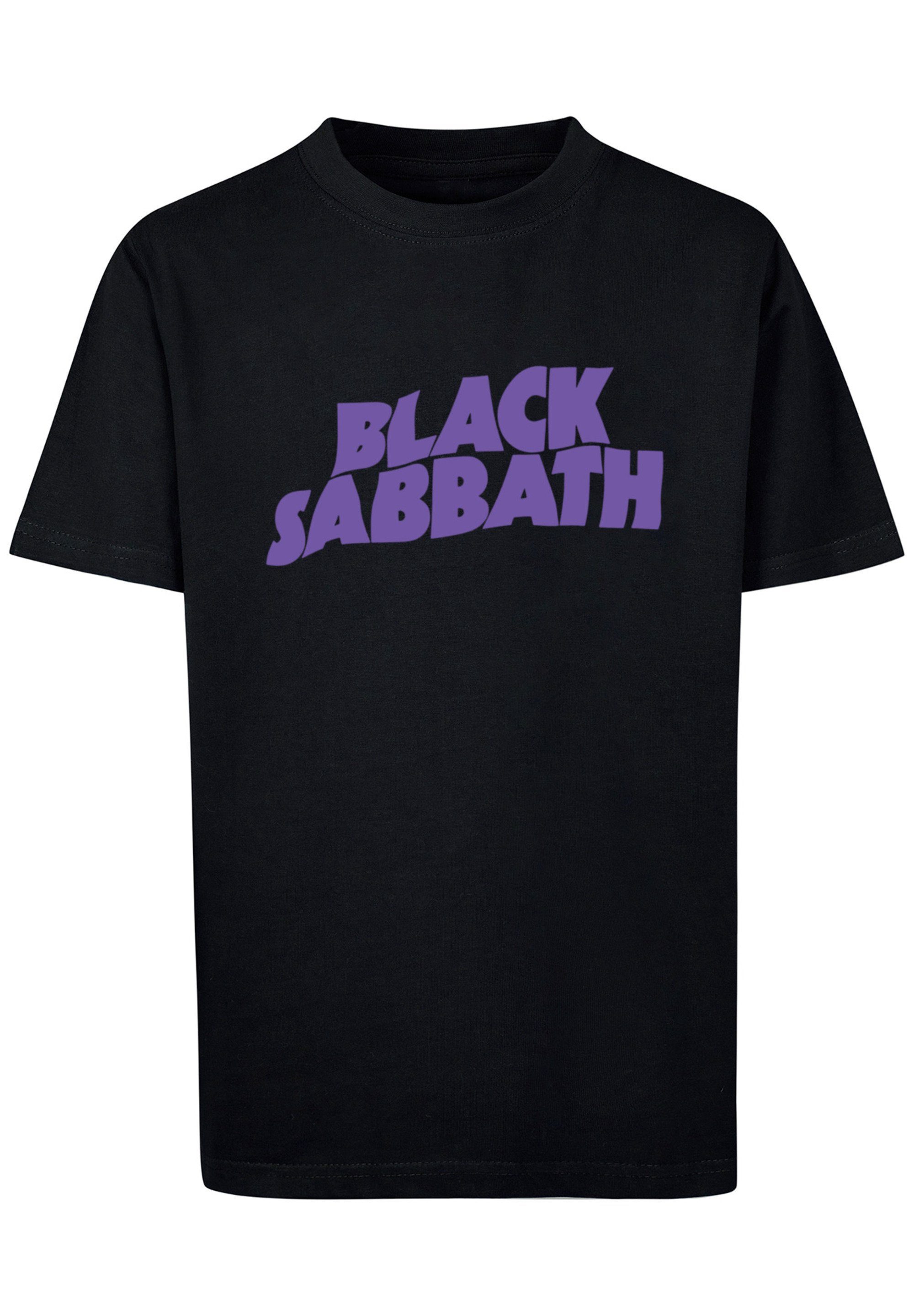 F4NT4STIC T-Shirt Black Sabbath Heavy Logo Metal Band schwarz Print Black Wavy