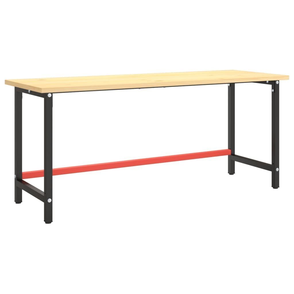 vidaXL Tischbein Werkbankgestell Mattschwarz und Mattrot 180x57x79 cm Metall