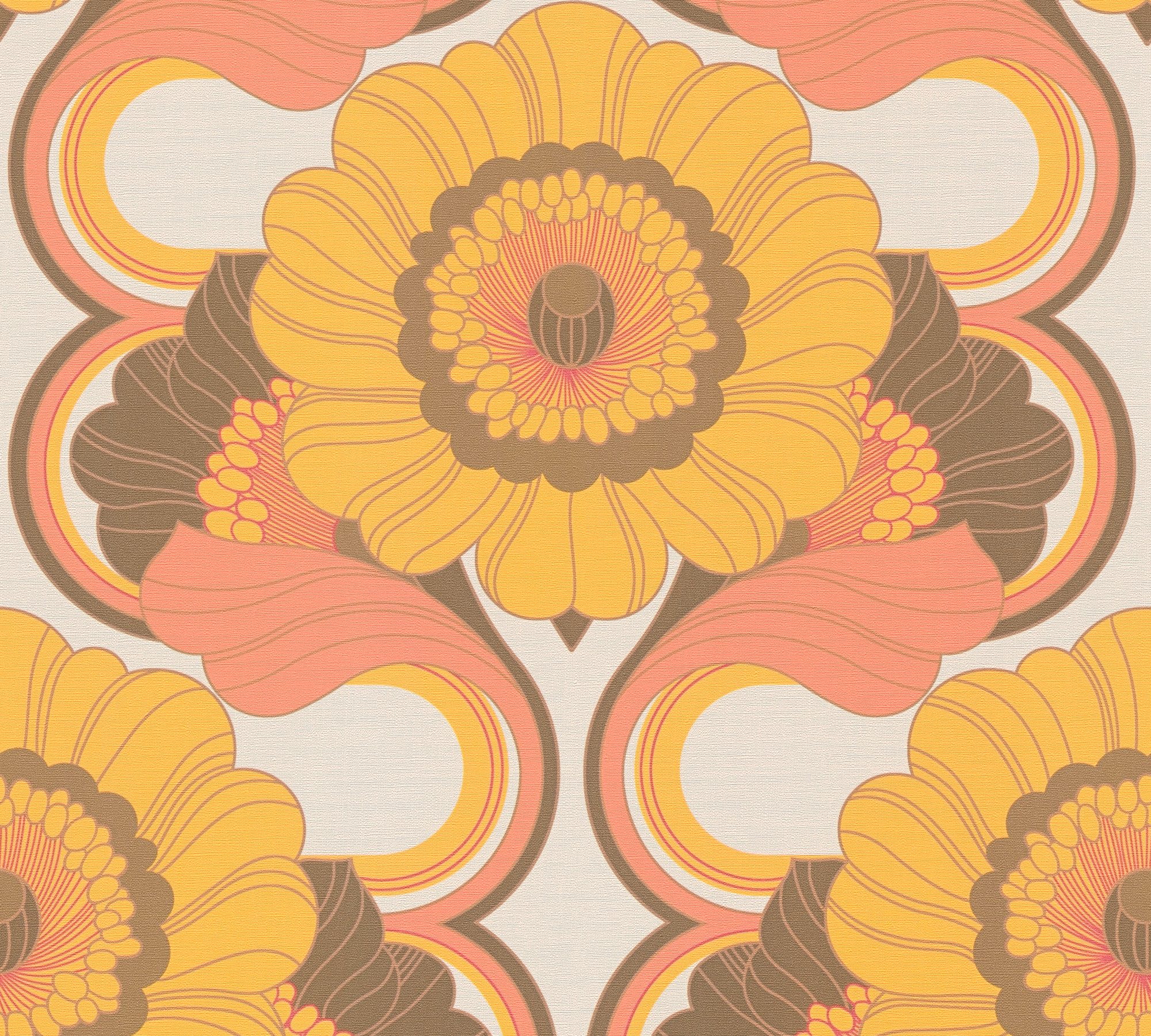 A.S. Création Vliestapete Retro Chic Blumen-Tapete Mustertapete Vintage Blumen, strukturiert, matt, (1 St), Vliestapete Blattmuster für Schlafzimmer Küche Wohnzimmer Blumen Flur