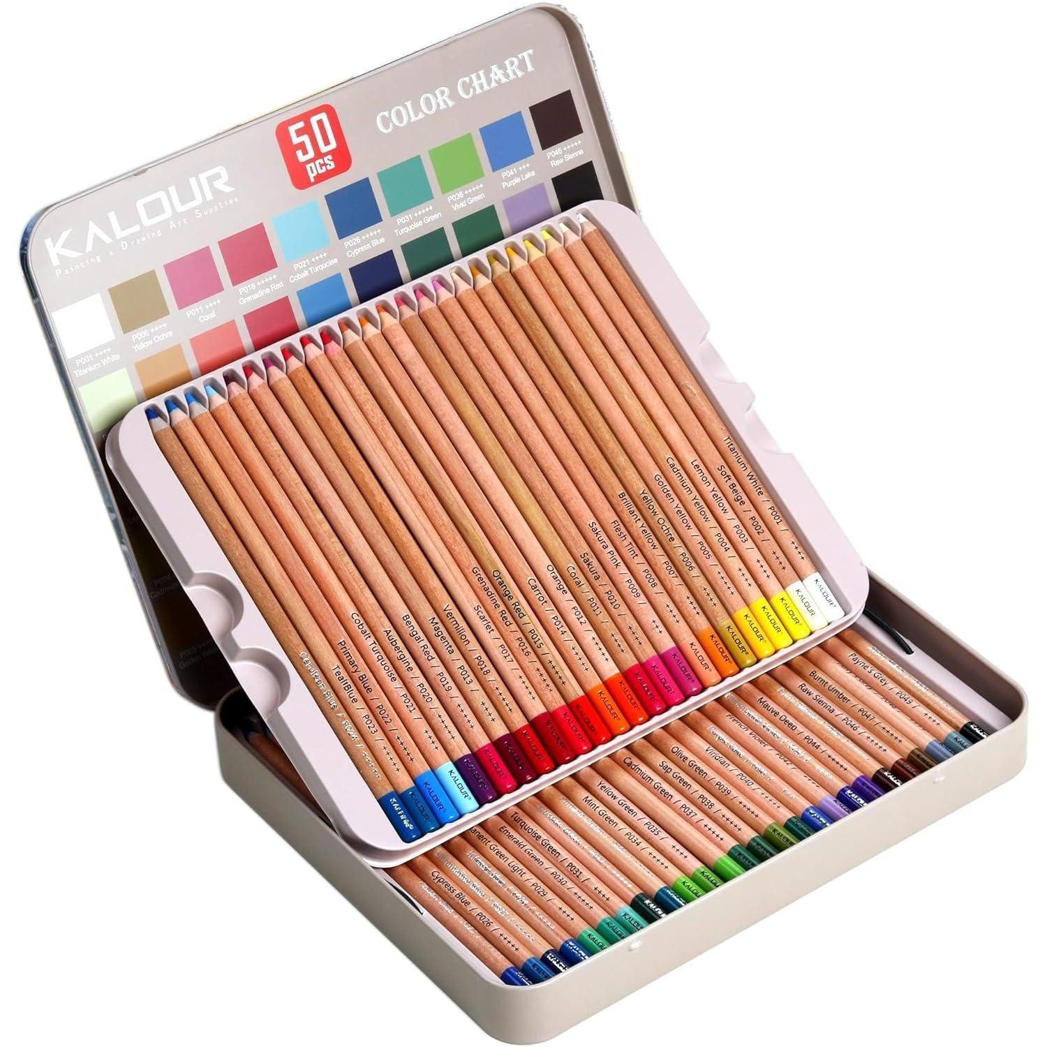 KALOUR Kohlestift Pastellkreide-Buntstifte Set 50 Farben Zeichnen Skizzieren