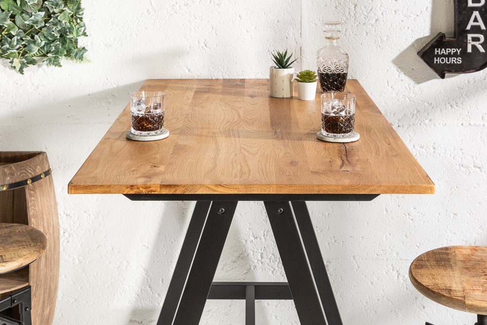 riess-ambiente Bartisch CASTLE 120cm natur, Küche · Massivholz · eckig · Metall · Eiche · Industrial