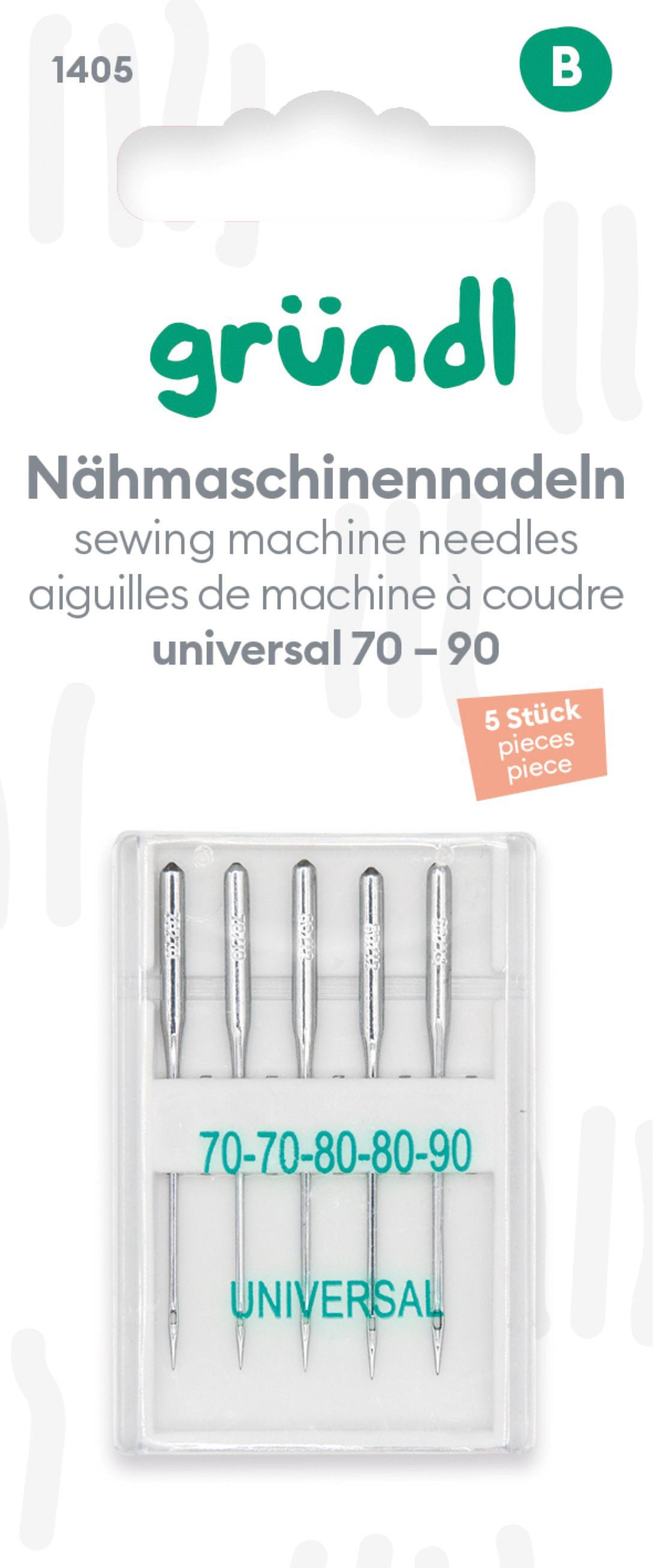 Gründl Nähnadeln Nähmaschinennadeln Universal No. 70 -90, 5 Stück günstig online kaufen
