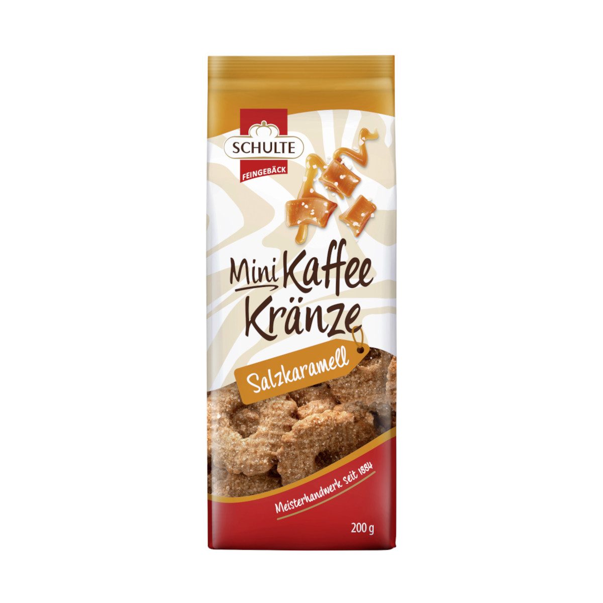 Schulte Kekse, Schulte Mini Kaffeekränze Salzkaramell Mürbegebäck Packung 200g