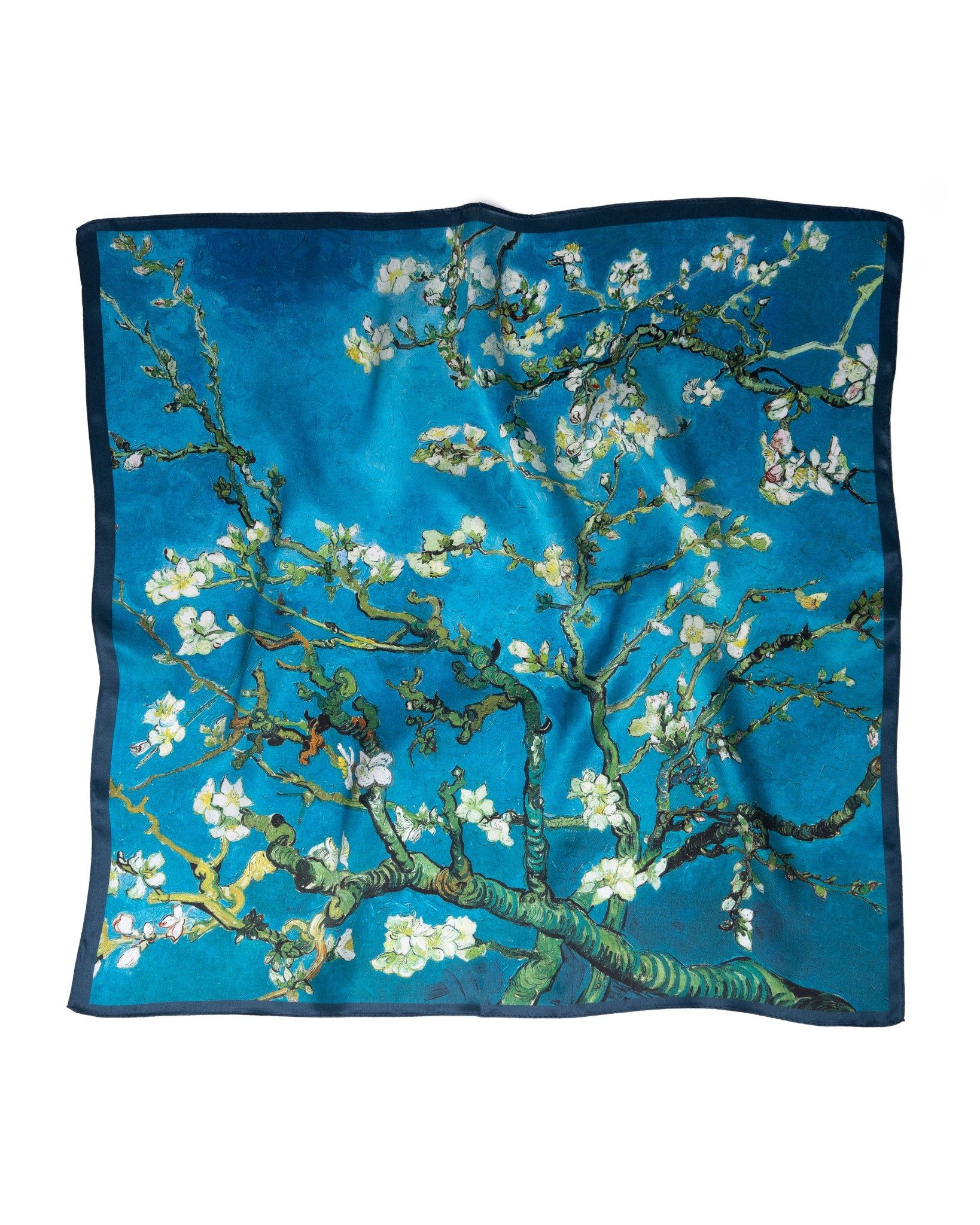 MayTree Seidentuch quadratisch Vincent 65x65 Mandelblüte, (Stück), Maulbeerseide, Business, Freizeit, festliche Anlässe