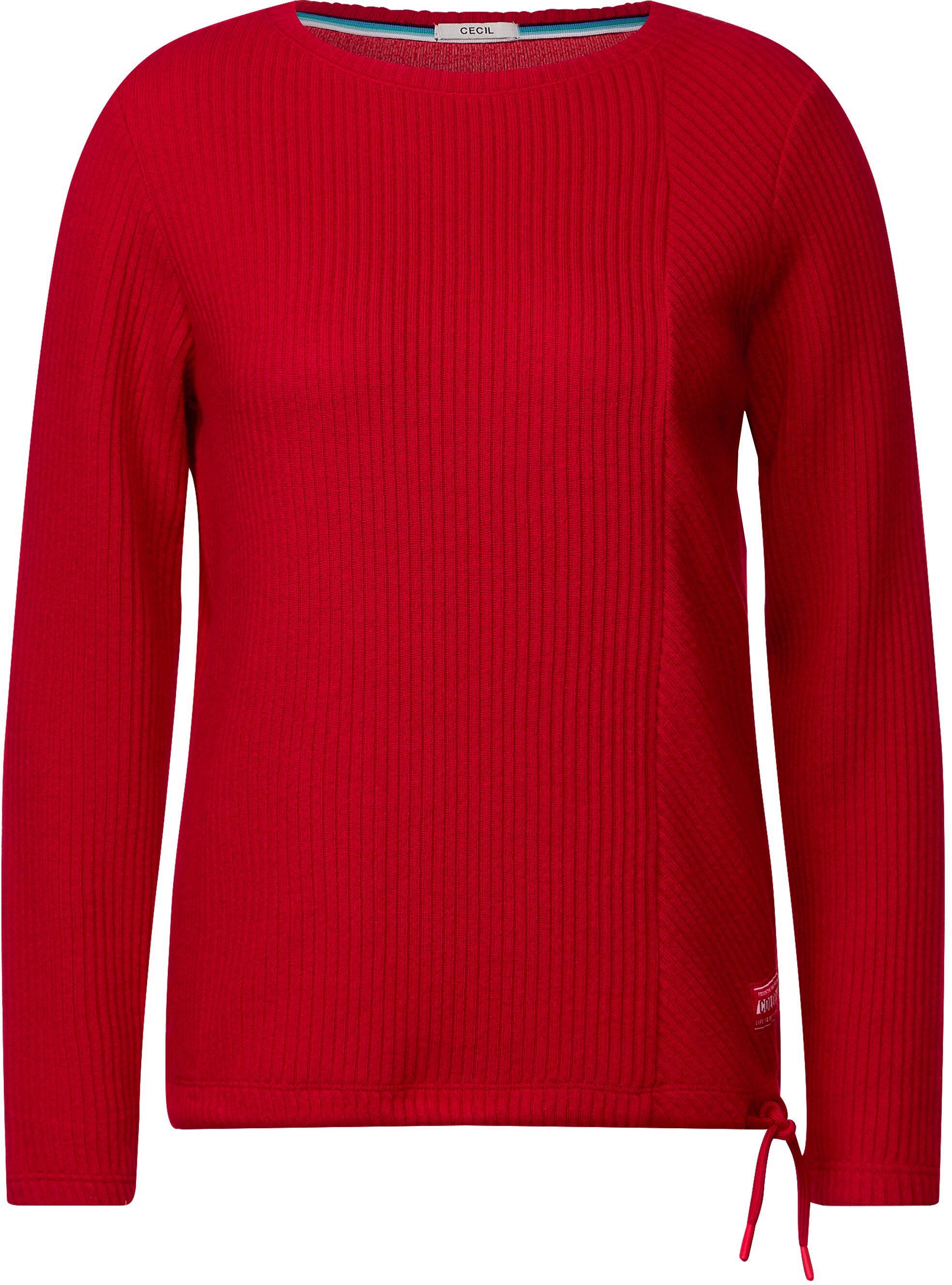 Cecil Langarmshirt mit Zugband am Saum strong red