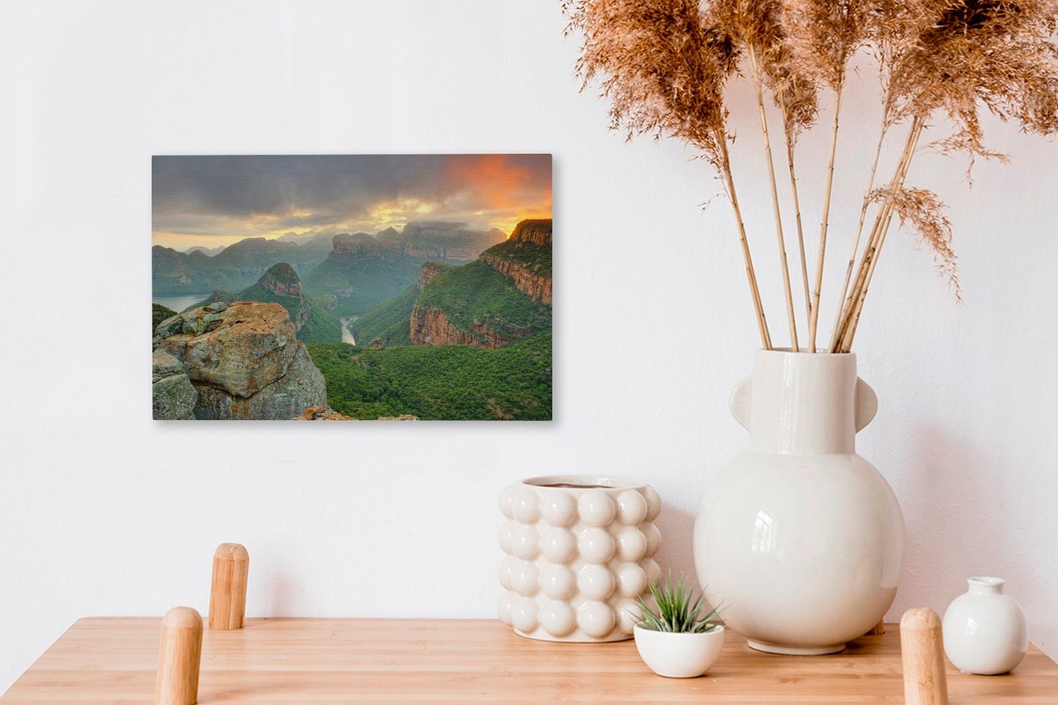 OneMillionCanvasses® Leinwandbild Sonnenaufgang über dem Naturphänomen St), in (1 30x20 cm Wanddeko, Leinwandbilder, Wandbild besonderen Südafrika, Aufhängefertig
