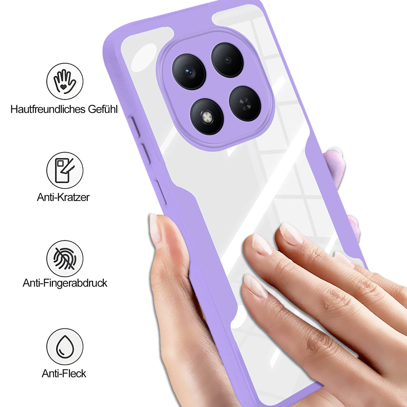 betterfon Handyhülle für Xiaomi Redmi Note 15 Pro+ / Poco M8 Pro 5G, 360° mit Dispayfolie, Vollschutz Case mit integriertem Displayschutz und klarer Sicht – Bild 4 von 5