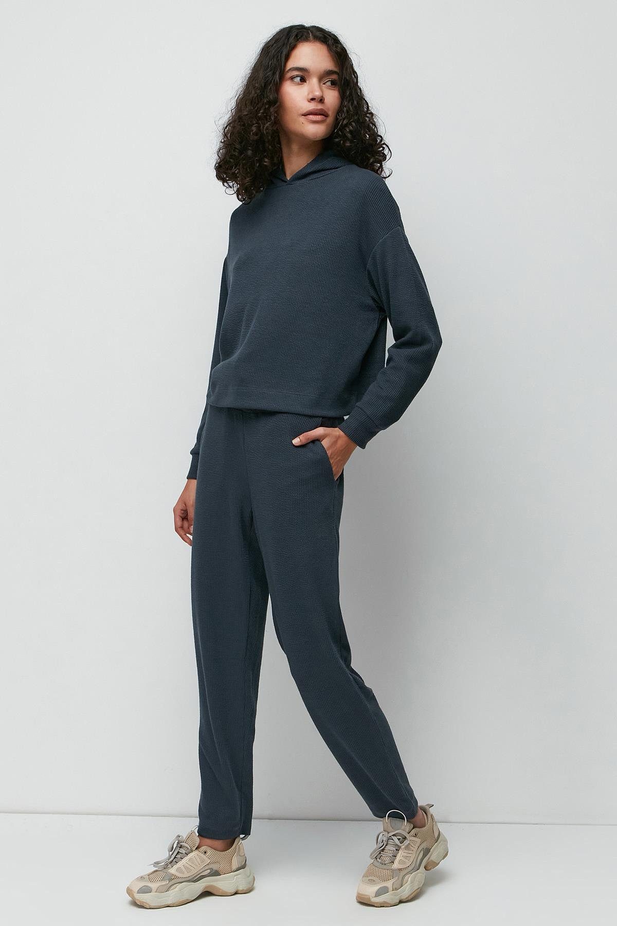 C&CITY Blusentop Gestreiftes Kapuzen-Sweatshirt-Set – Bild 3 von 5