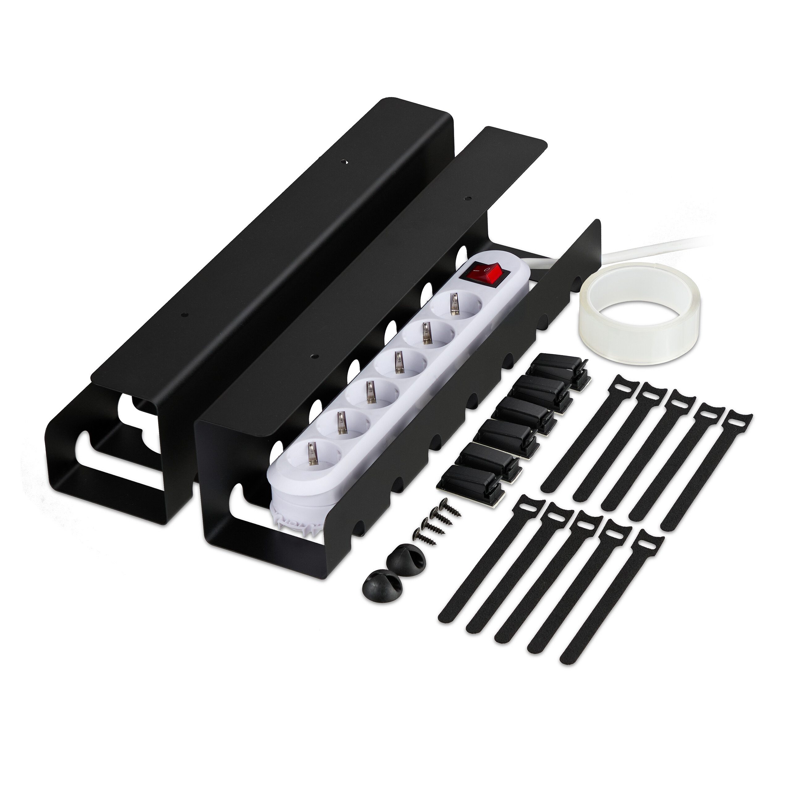relaxdays Kabelkanal für Schreibtisch 2er Set (Set, 2-St., 2er), schwarz