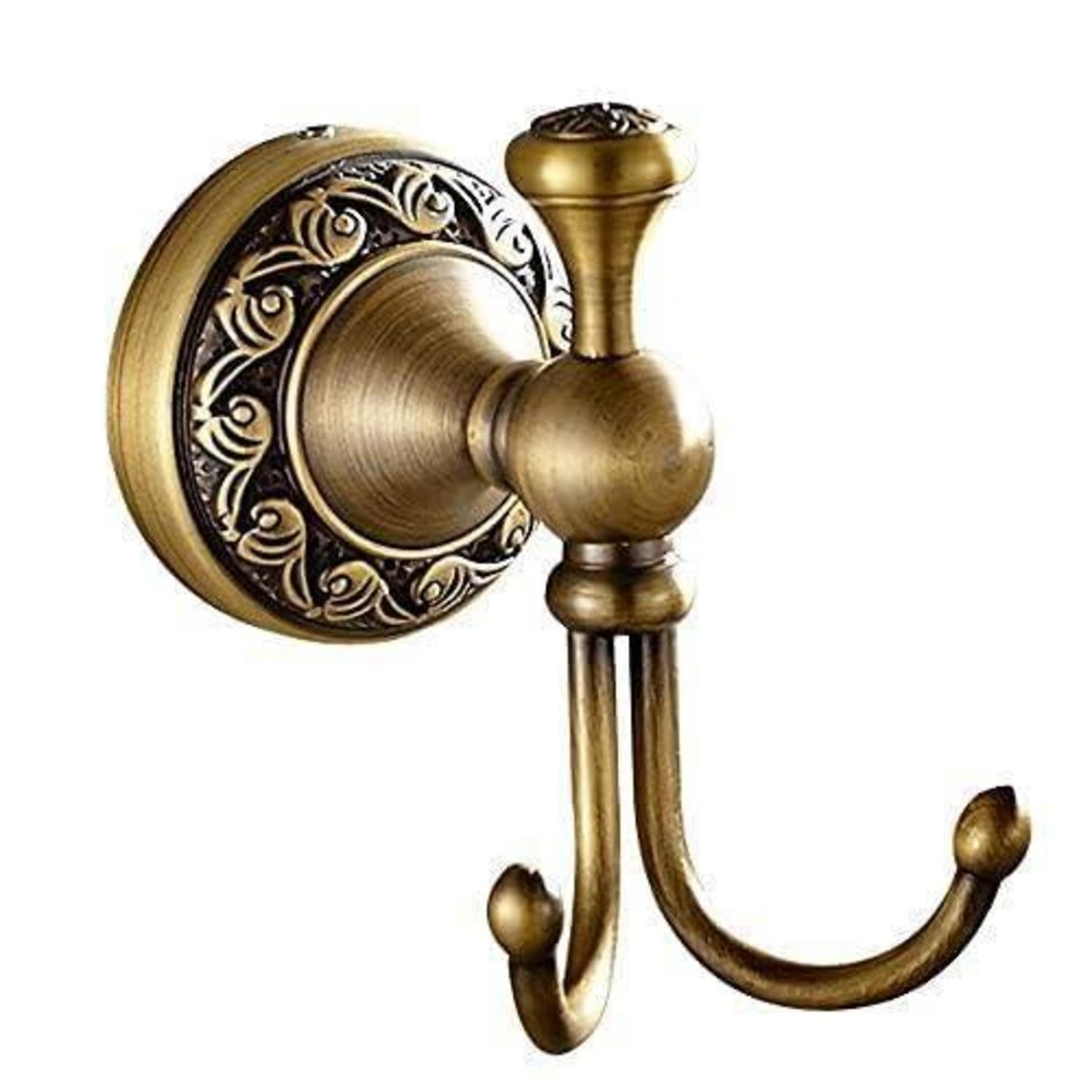 LuxusKollektion Doppelhaken Doppelhandtuchhaken Antik Messing, (2-St)