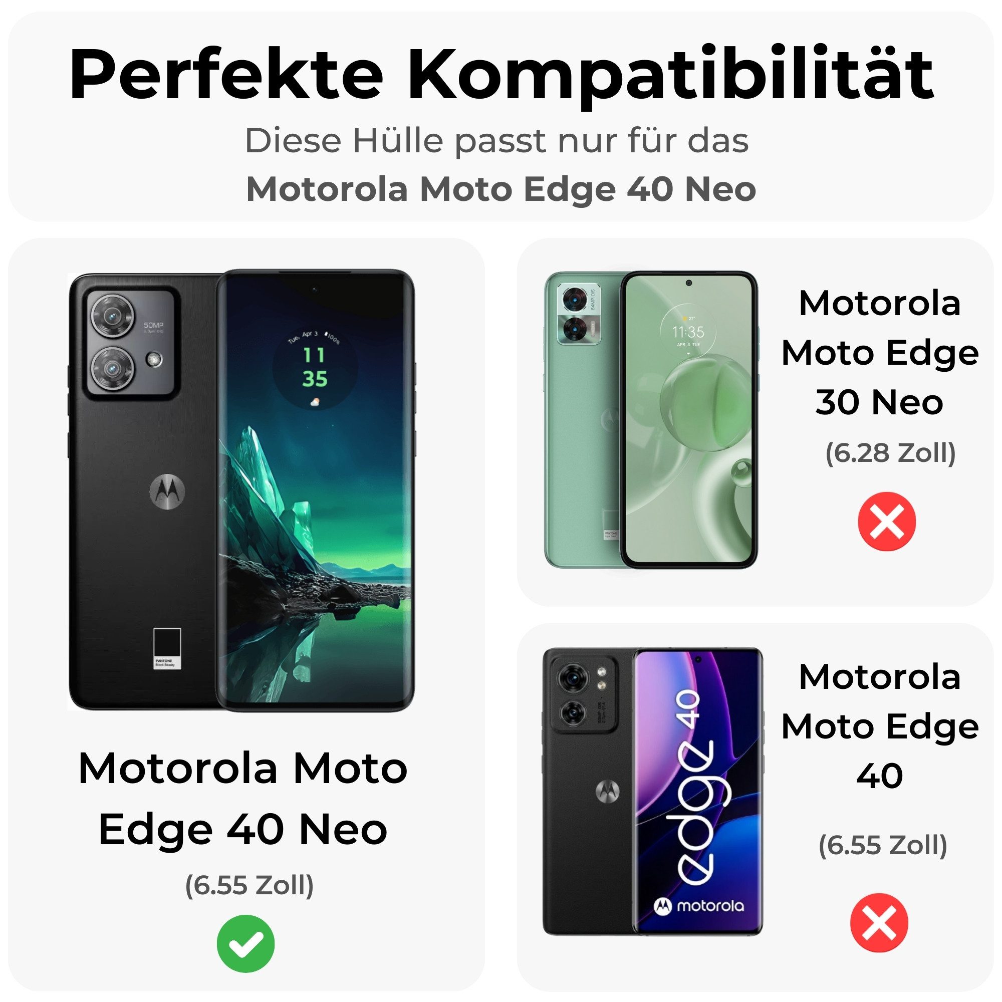 betterfon Handyhülle Carbon Hülle für Motorola Edge 40 Neo Backcover TPU Silikon Schwarz, Carbon-Look – stoßfestes Case mit Air-Cushion & Metall-Optik