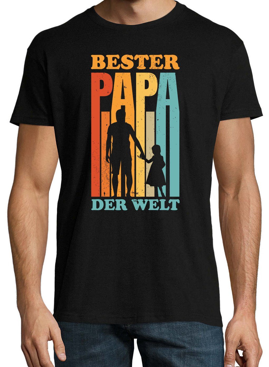 Designz Print Schwarz Welt" Youth Herren T-Shirt Spruch Papa T-Shirt mit "Bester der