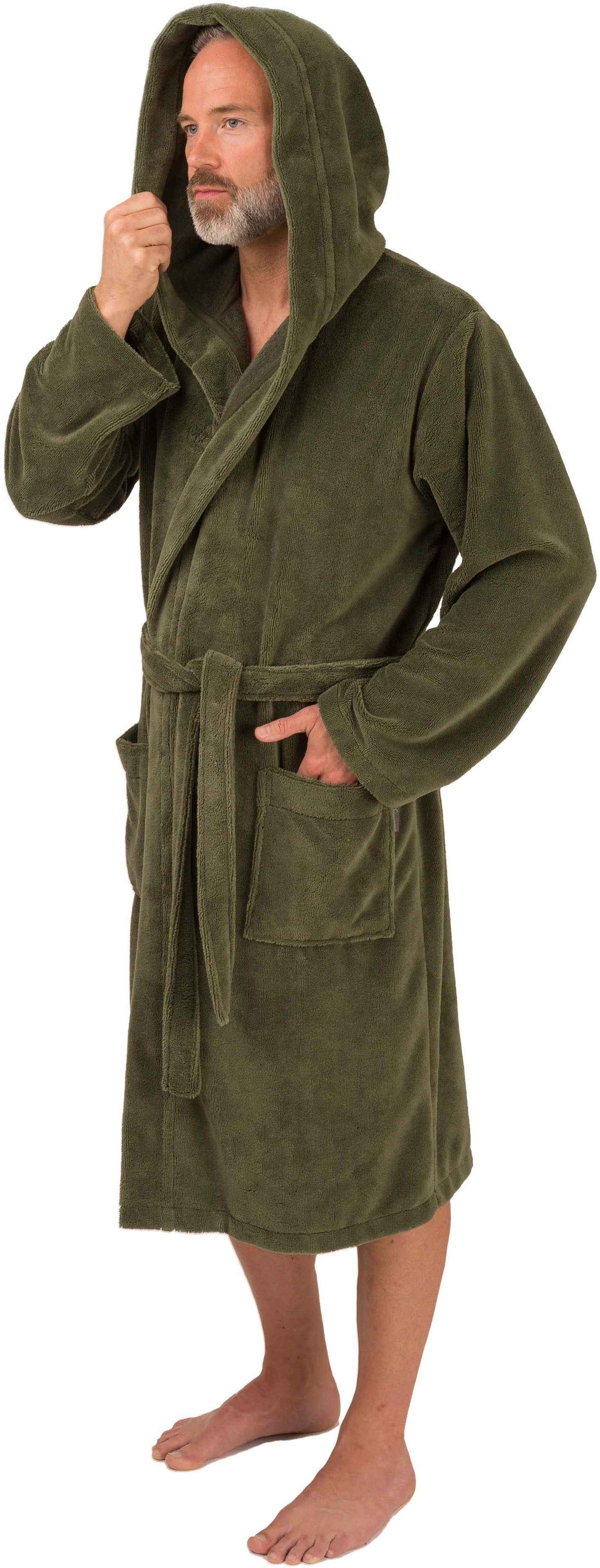 Wewo fashion Herrenbademantel 1106, Langform, Velours, Kapuze, Gürtel, kusc günstig online kaufen