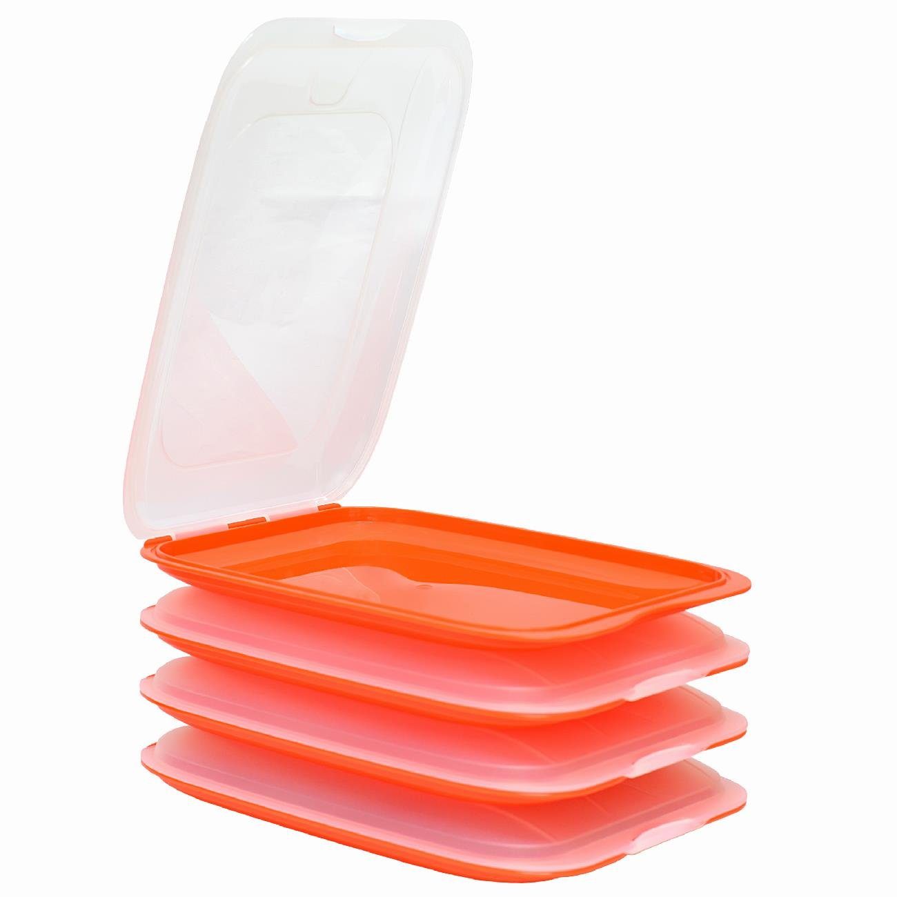 Engelland Frischhaltedose Aufschnittdosen, Aufschnittbox, PP-Kunststoff, BPA-frei, (Vorteils-Set, 4-tlg., mit transparentem Deckel), stapelbar, platzsparend, Ordnung im Kühlschrank, Organizer, Stapelbox