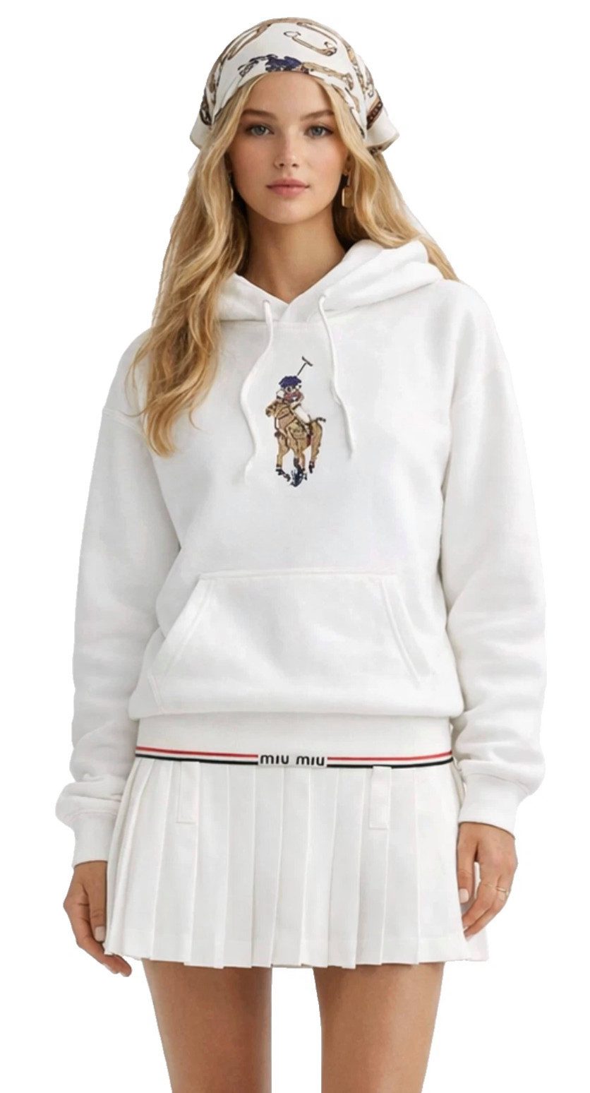 Polo Ralph Lauren Hoodie Damen Sweatshirt mit Gesticktem Label-Logo Pony Kapuze mit Kordelzug, Kängurutasche, gerippte Bündchen