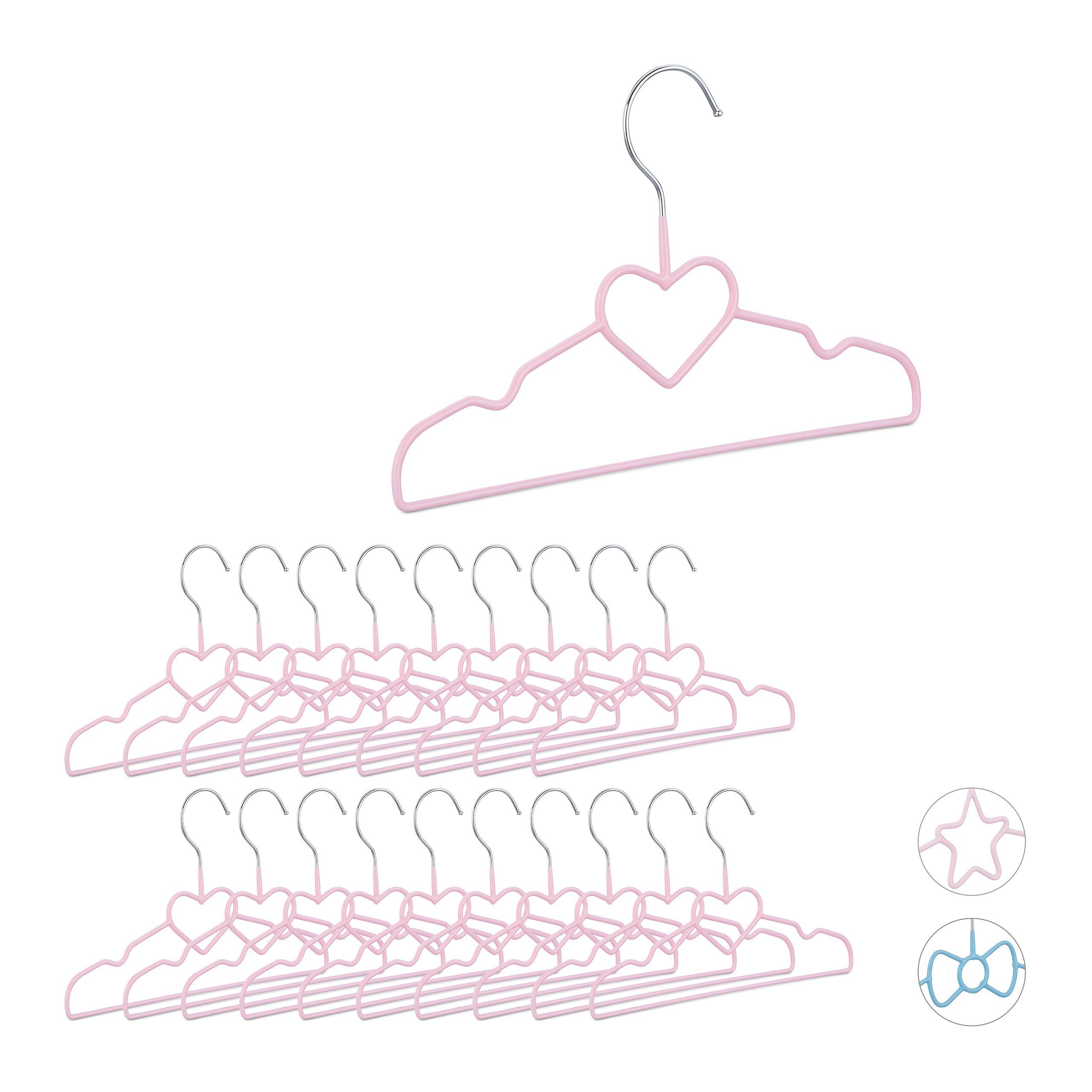 Kleiderbügel 20 x Kinderkleiderbügel Herz rosa