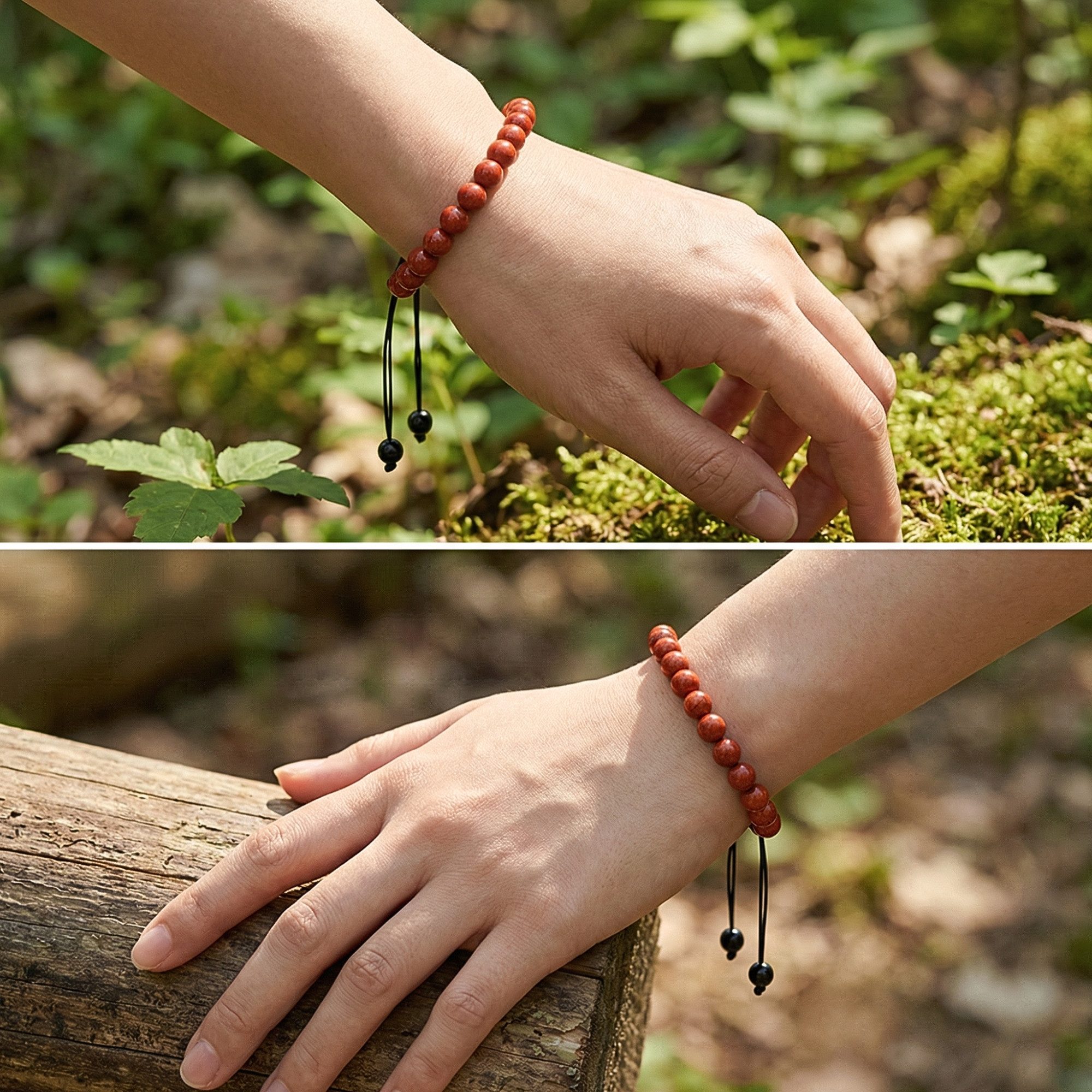 UNIQAL.de Perlenarmband aus Natur- & Edelstein – Unisex, 8 mm (einreihiges Natursteinarmband, verschiedene Farben & Steinsorten), verstellbar, handgefertigt