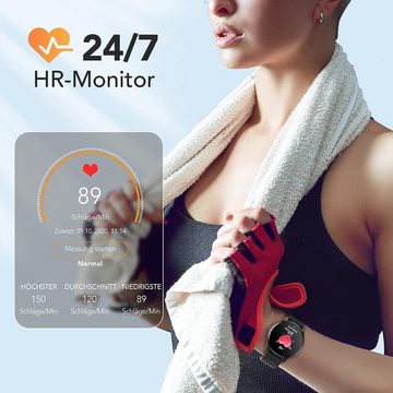 AGPTEK Fur Herren mit personalisiertem Bildschirm Fitness Tracker Smartwatch (1.3 Zoll, Android / iOS), mit Herzfrequenz, Schrittzähler, Kalorien, usw. IP68 Wasserdicht