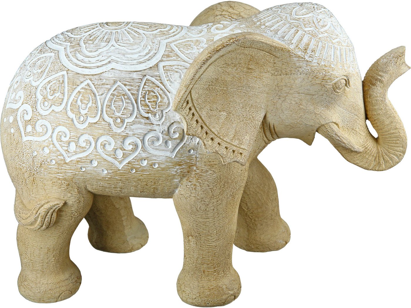 Casablanca by Gilde Dekofigur »Tierfigur Elefant Morani, natur« (1 Stück), Dekoobjekt, mit Schnitzereien, in verschiedenen Größen erhältlich, Wohnzimmer-kaufen