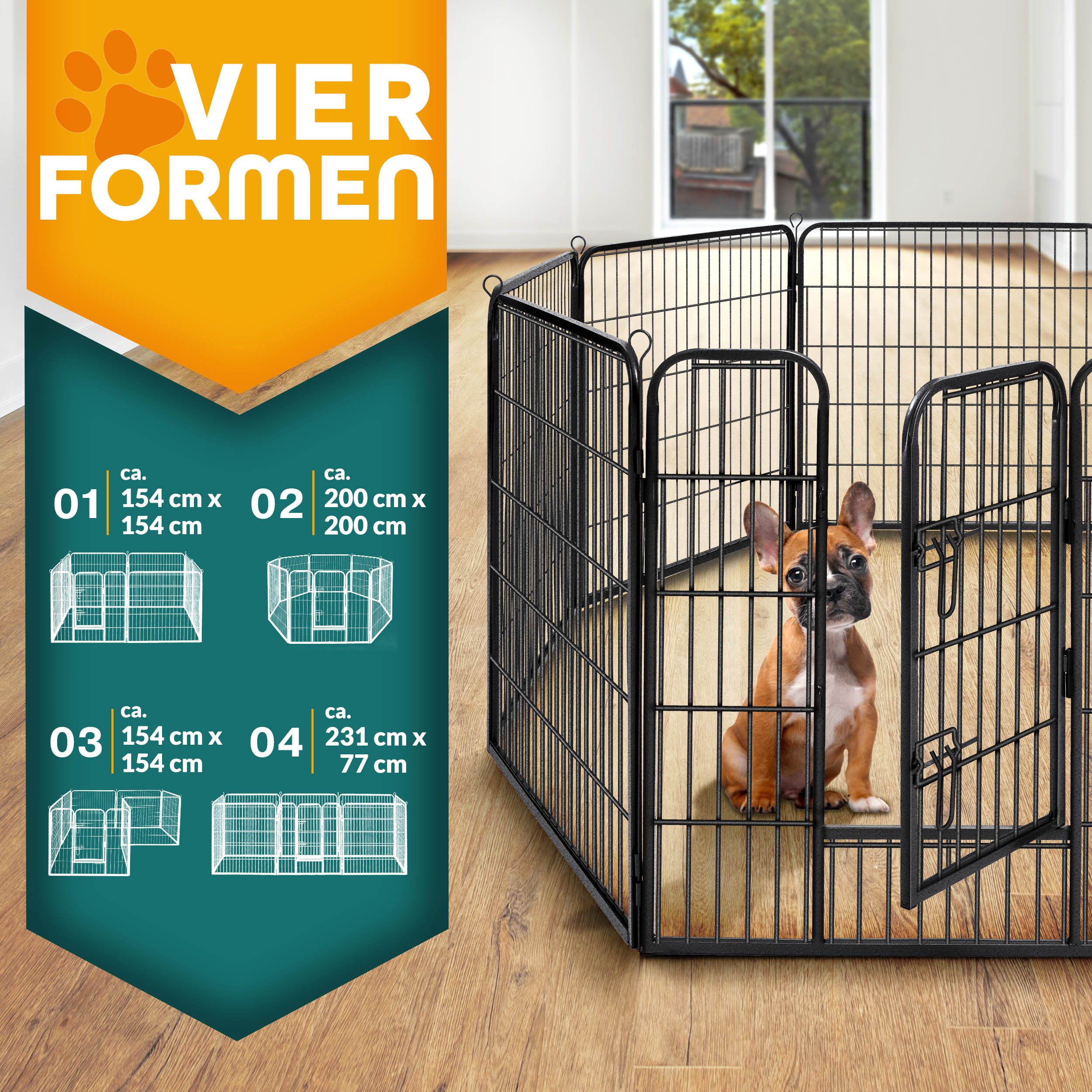 TRESKO Freigehege Welpenlaufstall mit Tür Tierlaufstall Welpenauslauf Freig günstig online kaufen