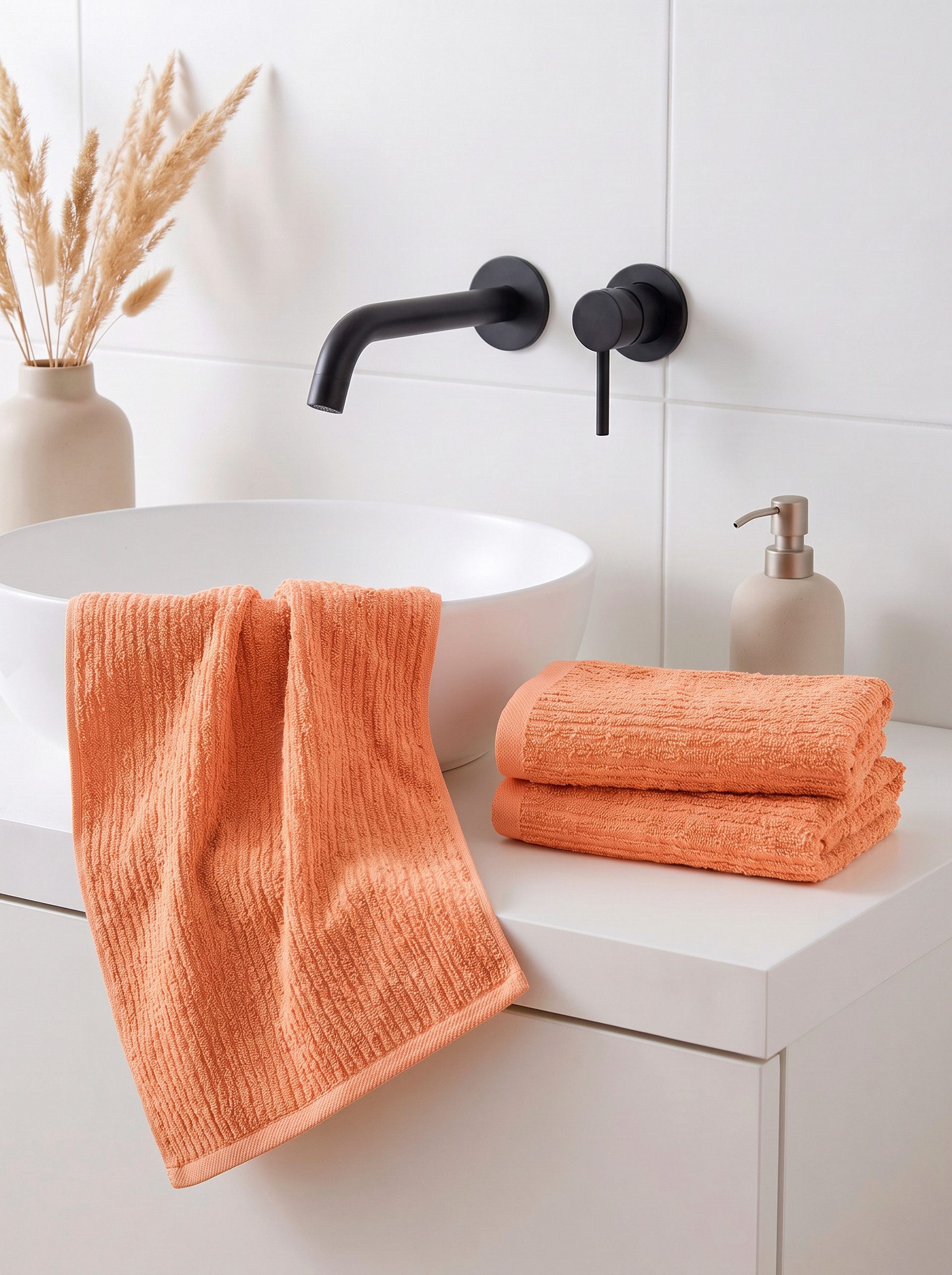 OTTO home Gästehandtücher Riva, 30x50, Premium Handtücher, 500 gr/m², Webfrottier (3-St), Hoch-Tief-Struktur, Streifen, weich, 5 Jahre Garantie