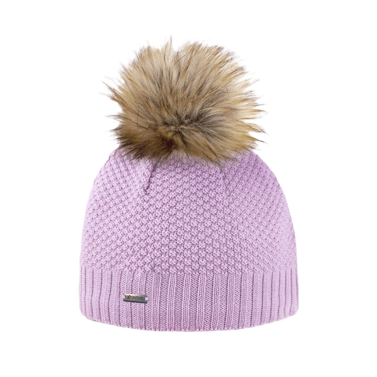 Strickmütze (Bommel) A166 Merino - Damen pink - 1 Stück