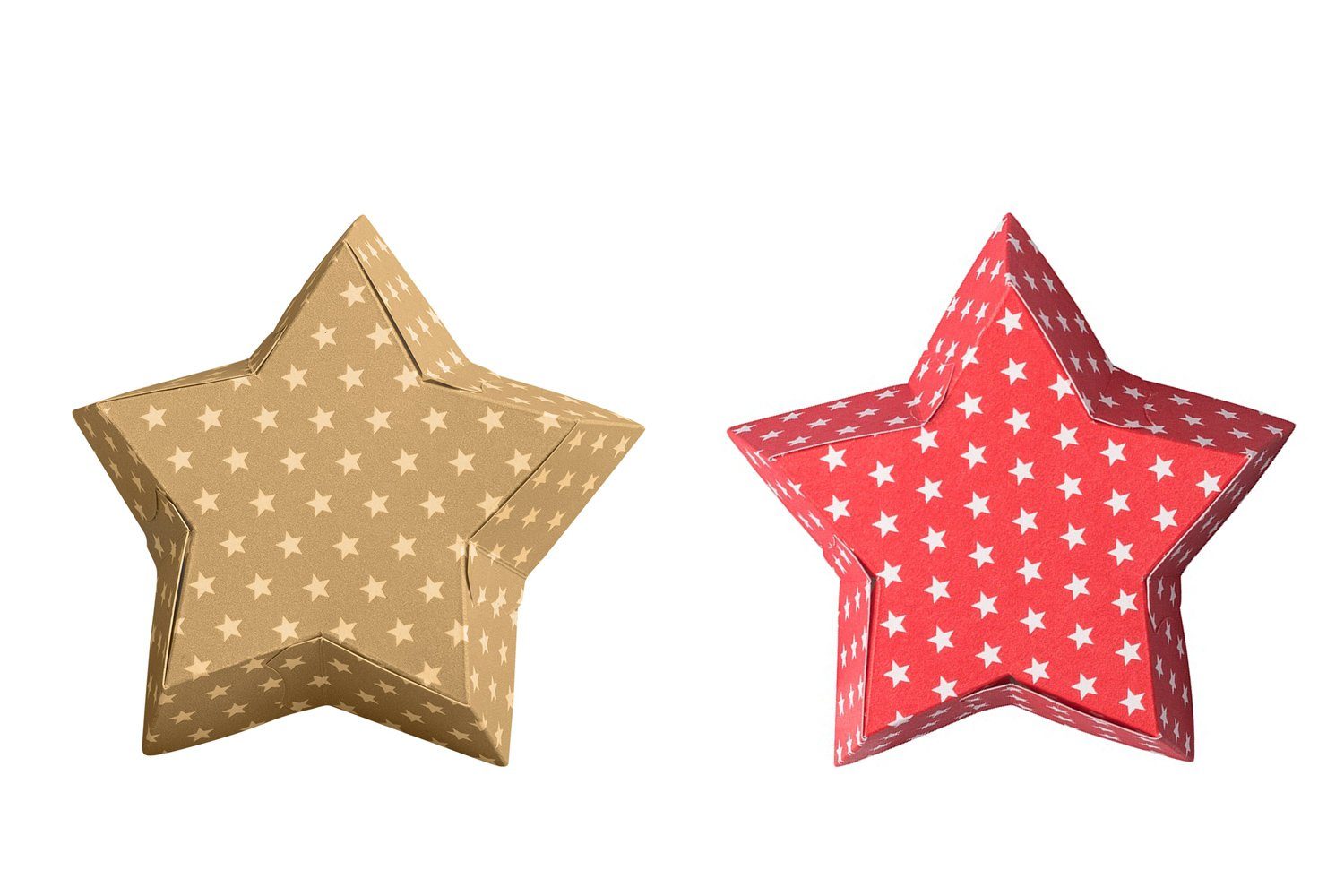 Demmler Backform 2er Stern Backform Set in rot & gold, weihnachtliche Backformen mit weißen Sternen - Made in Germany