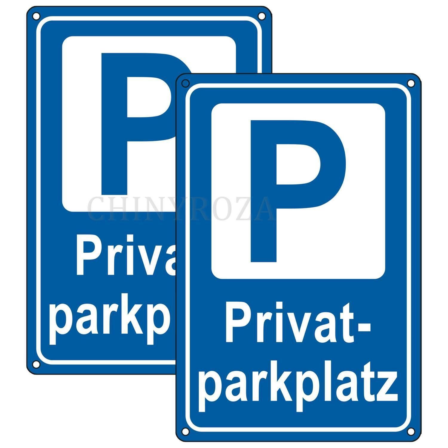 LuxusKollektion Metallschild Privatparkplatz Schild Aluminium Reflektierend 30x20cm, (2 St)