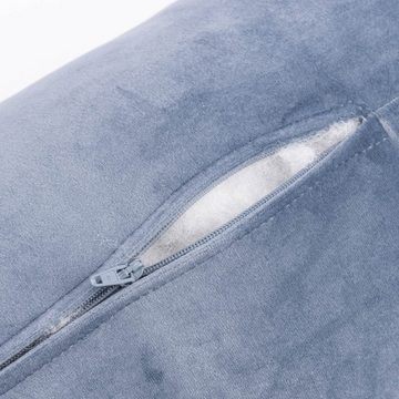 SCHÖNER LEBEN. Dekokissen Nackenrolle aus Samt mit Keder und Reißverschluss sky blau 20x55cm