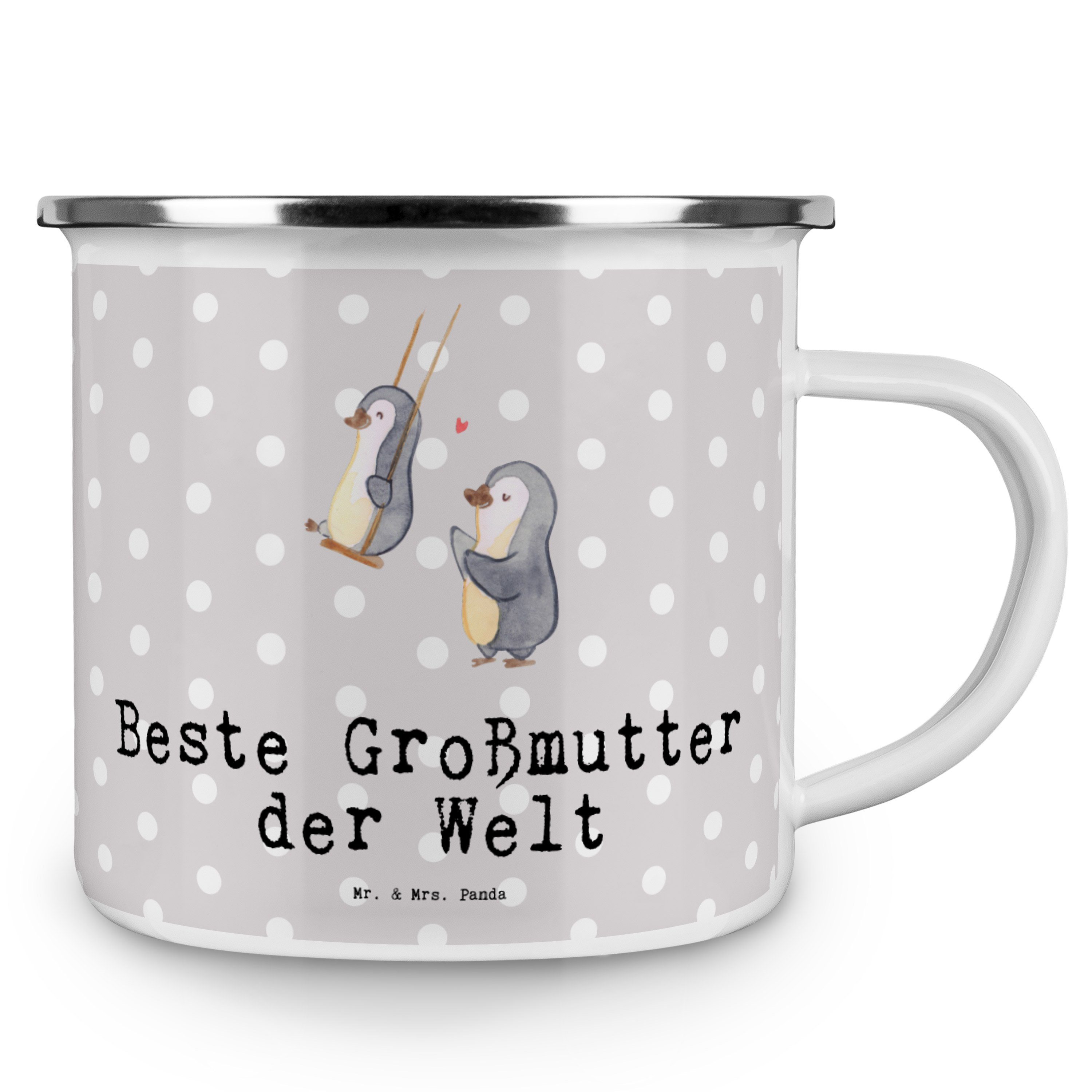 Mr. & der Welt Mrs. Emaille Geschenk, Grau Pastell Becher Beste - Panda Pinguin Großmutter Geschenk, 